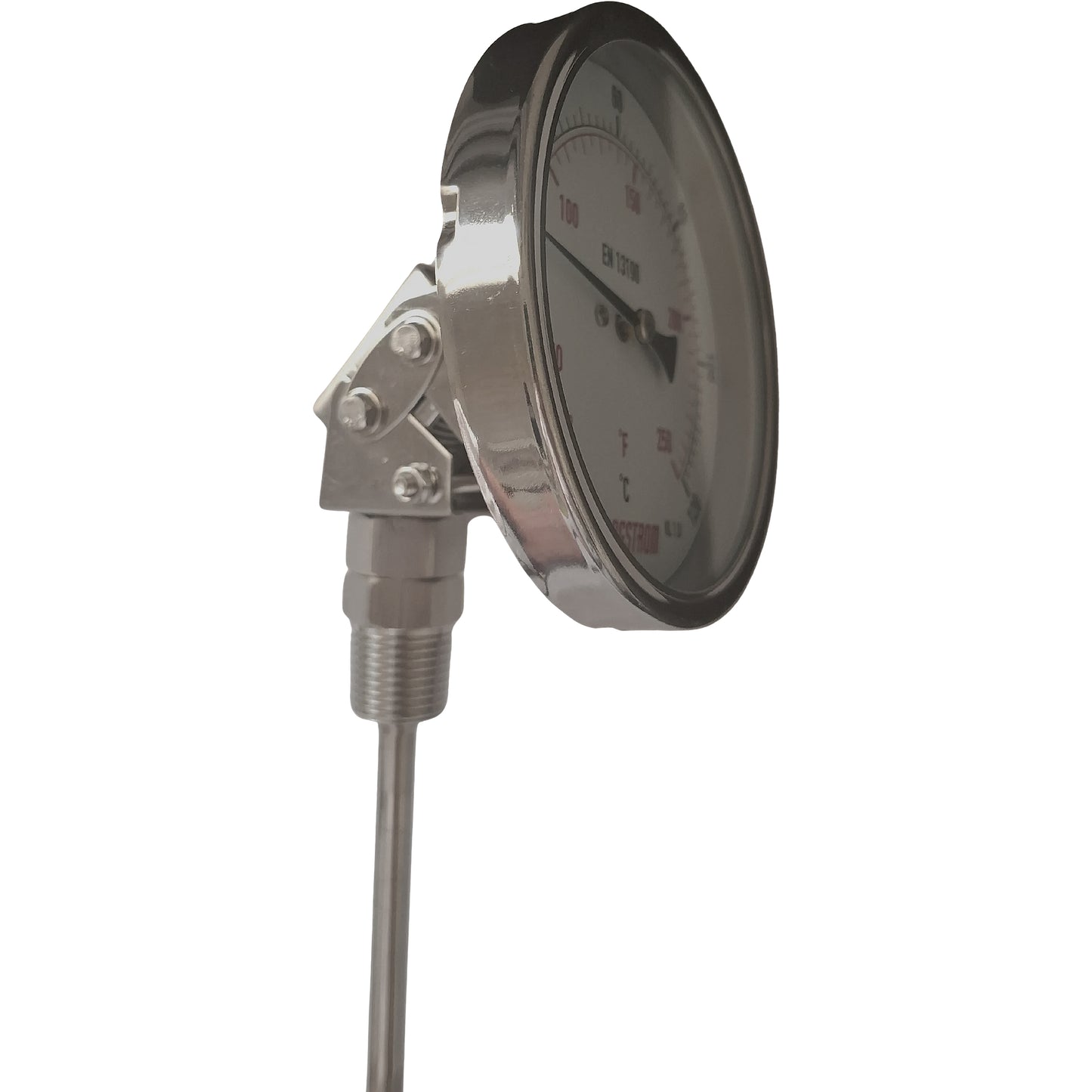 Angstrom bimetal thermometer, dial 100mm, Adjustable angle, side front view