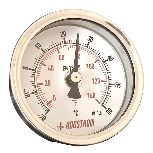 Angstrom bimetal thermometer, dial 63mm, center back mount, -20/+60C