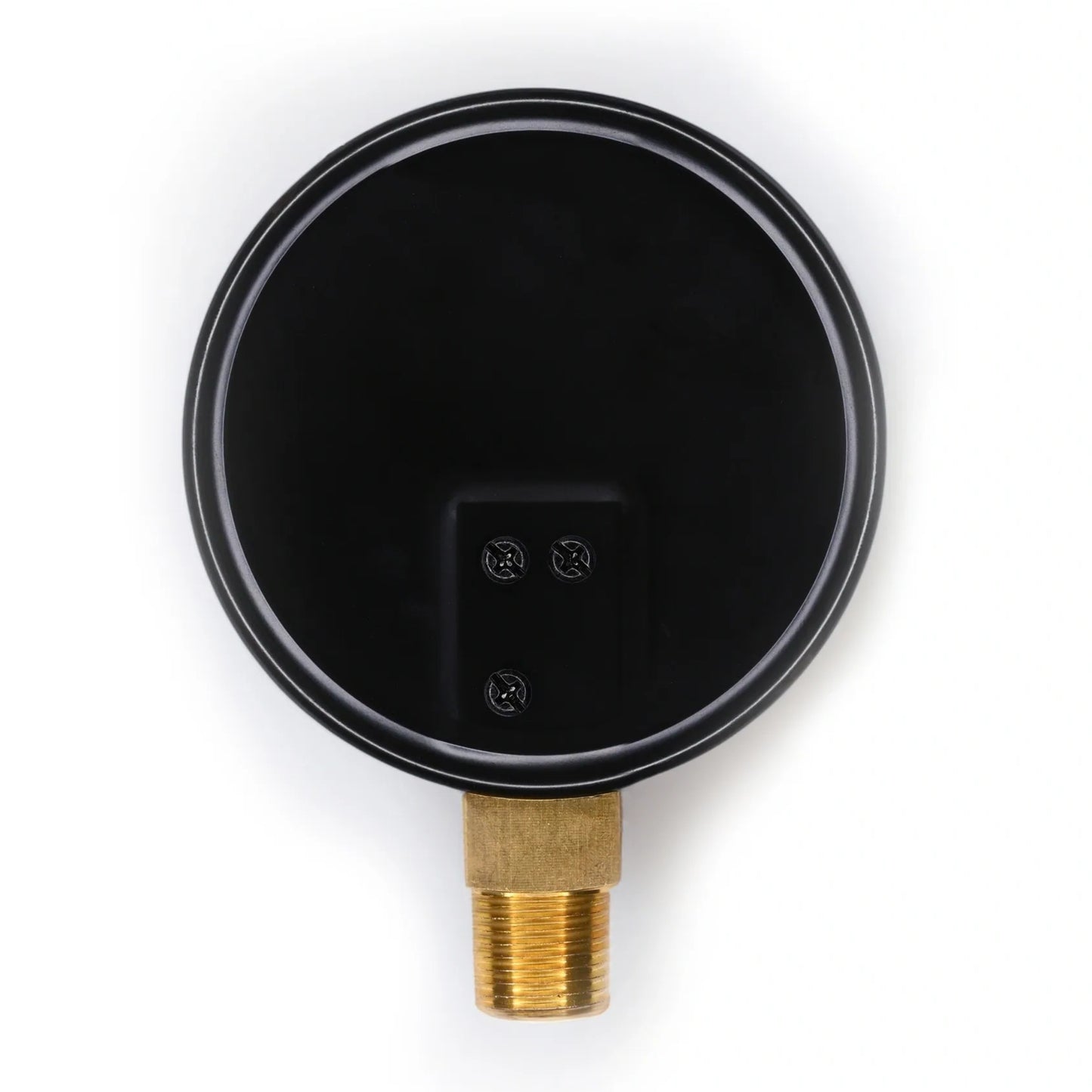 Angstrom black steel pressure gauge, dial 100mm, lower mount, back view