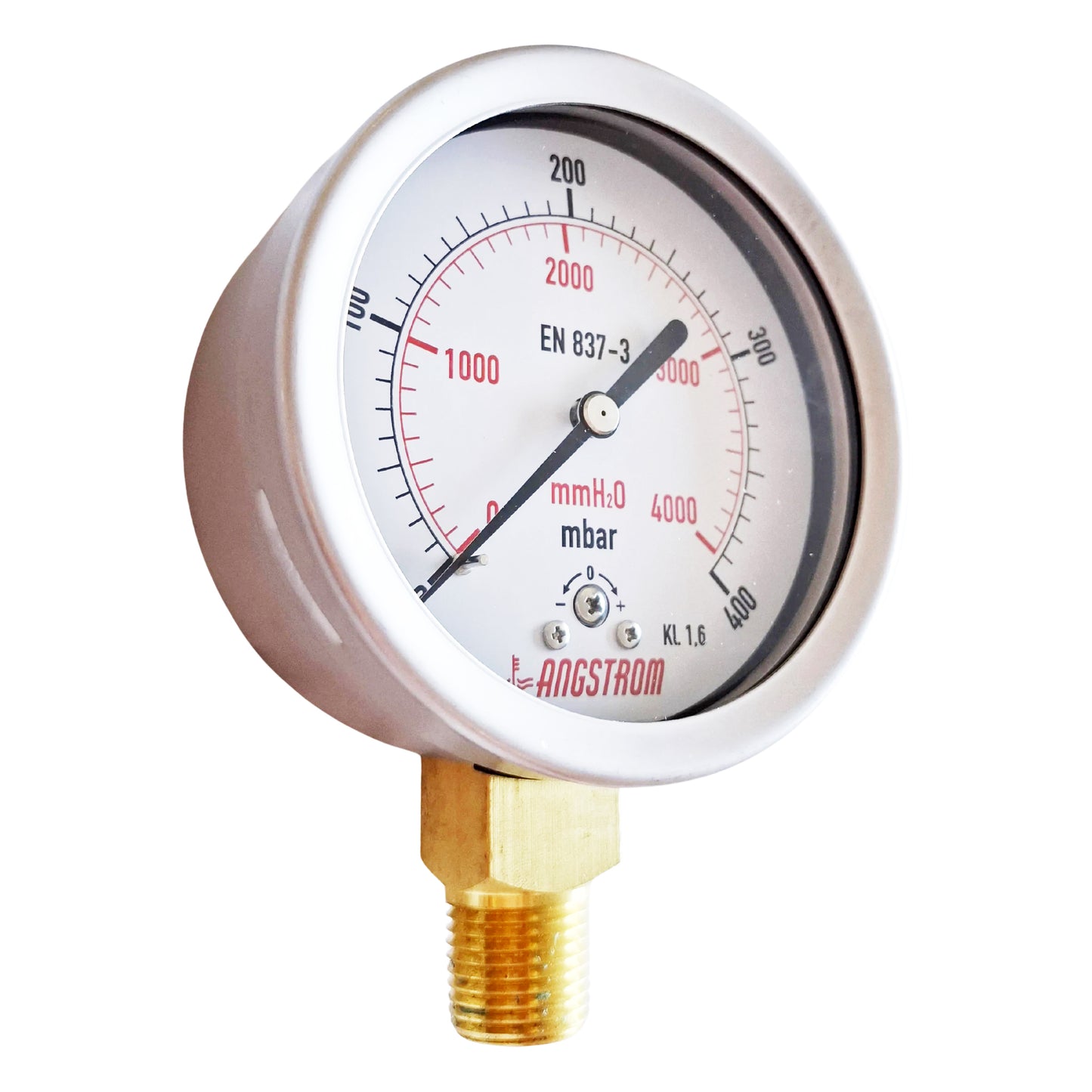 Angstrom capsule pressure gauge, dial 100mm, lower mount, 400mbar