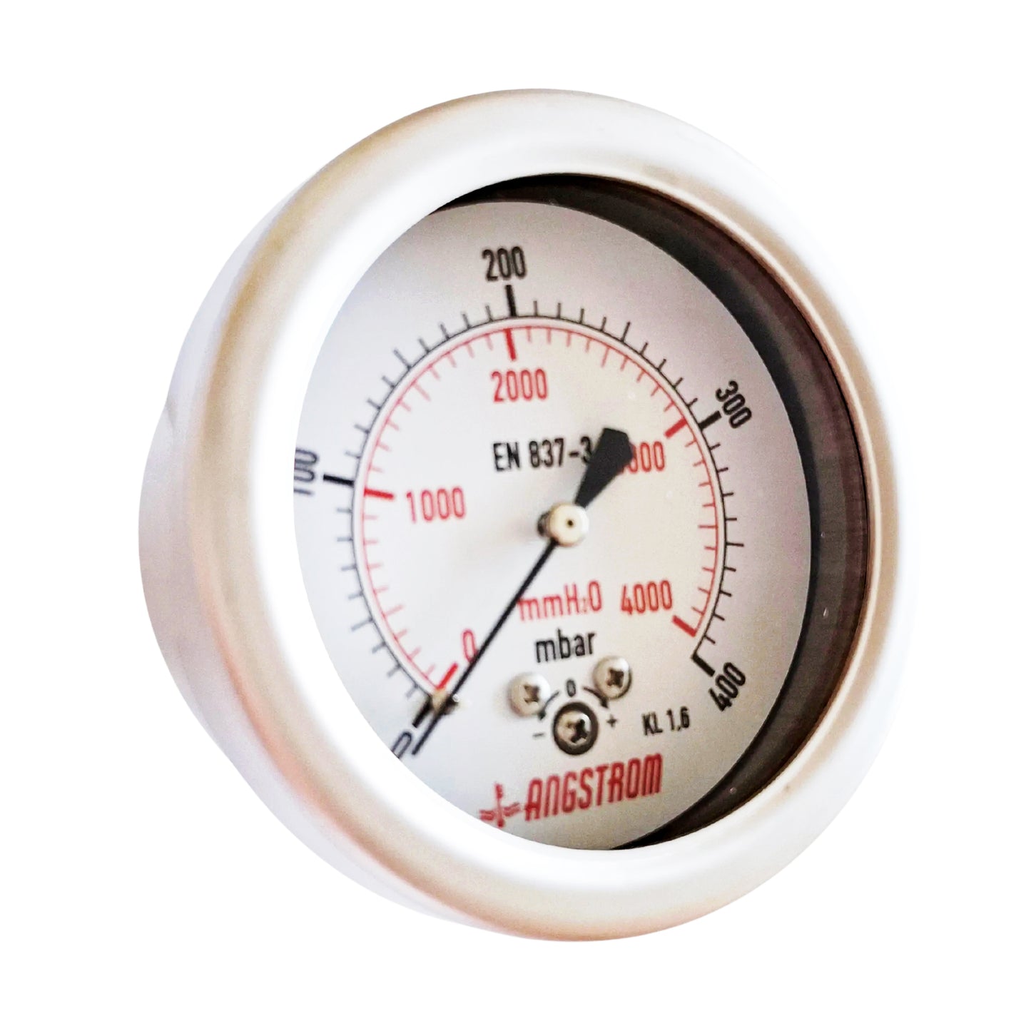 Angstrom capsule pressure gauge, dial 63mm, center back mount, 400mbar