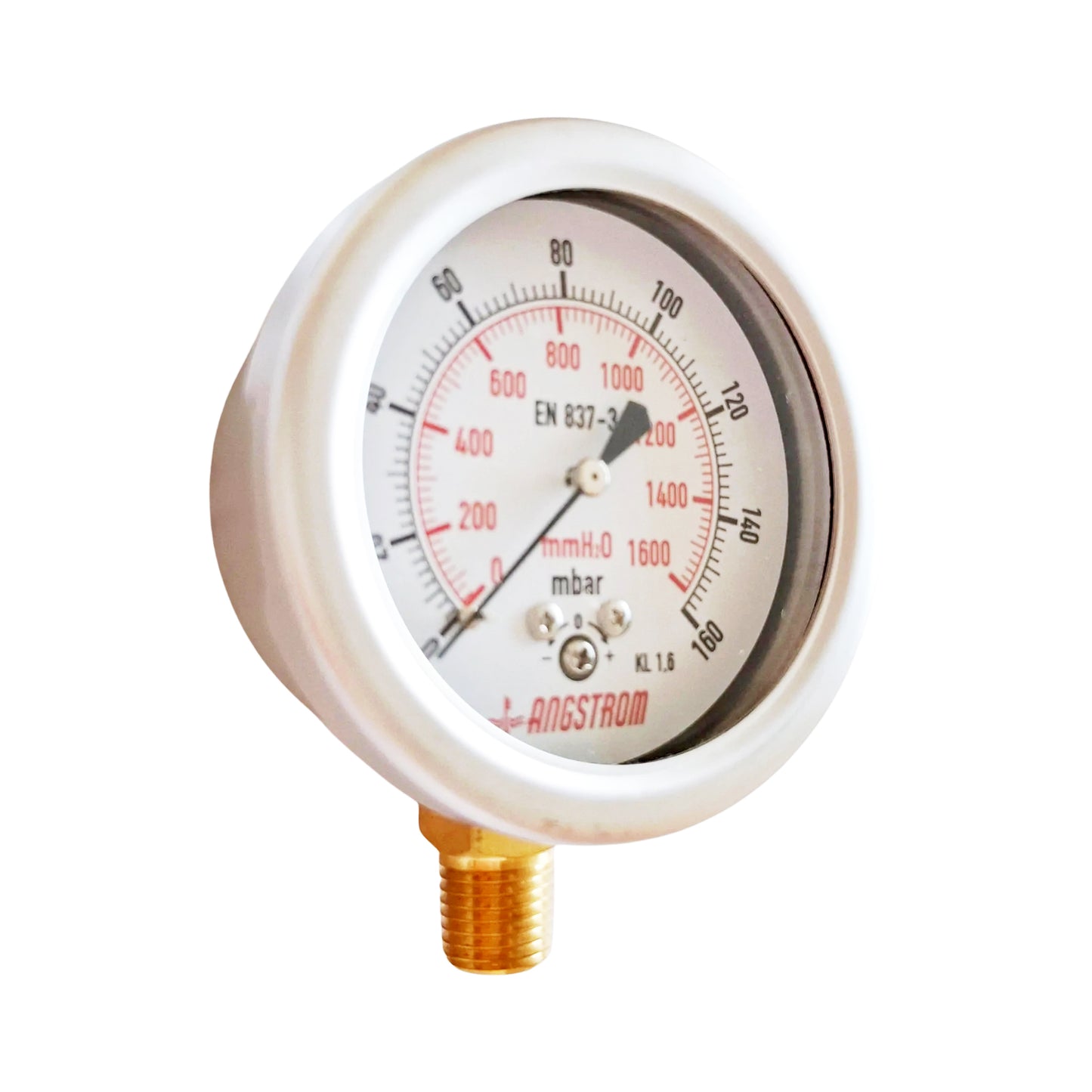 Angstrom capsule pressure gauge, dial 63mm, lower mount, 160mbar