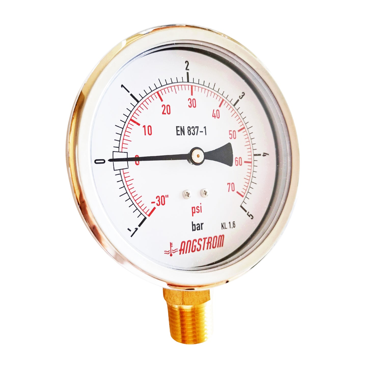 Angstrom compound pressure gauge, dial 100mm, lower mount, -1/+5bar