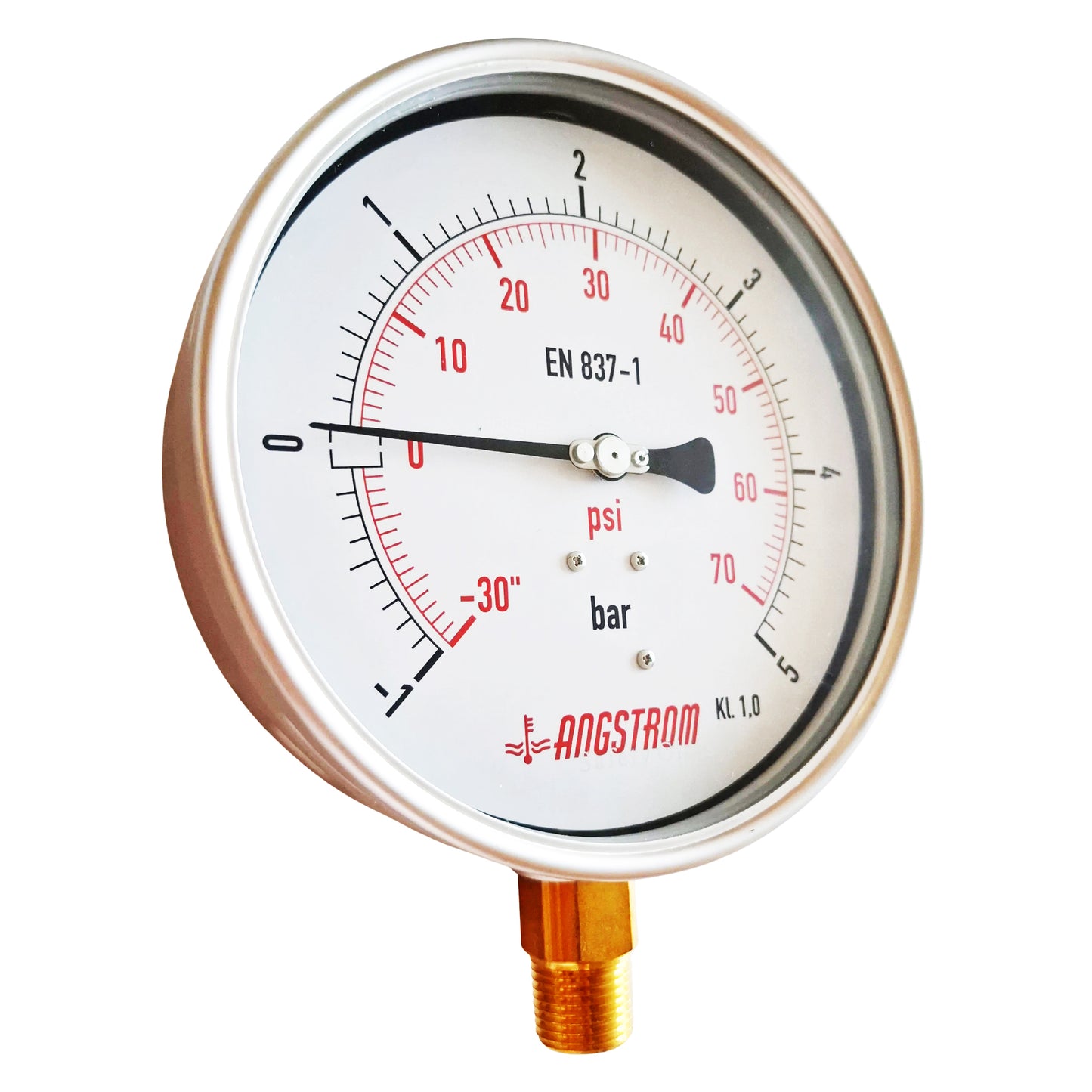 Angstrom pressure gauge, heavy duty, dial 160mm, lower mount, -1/+5bar