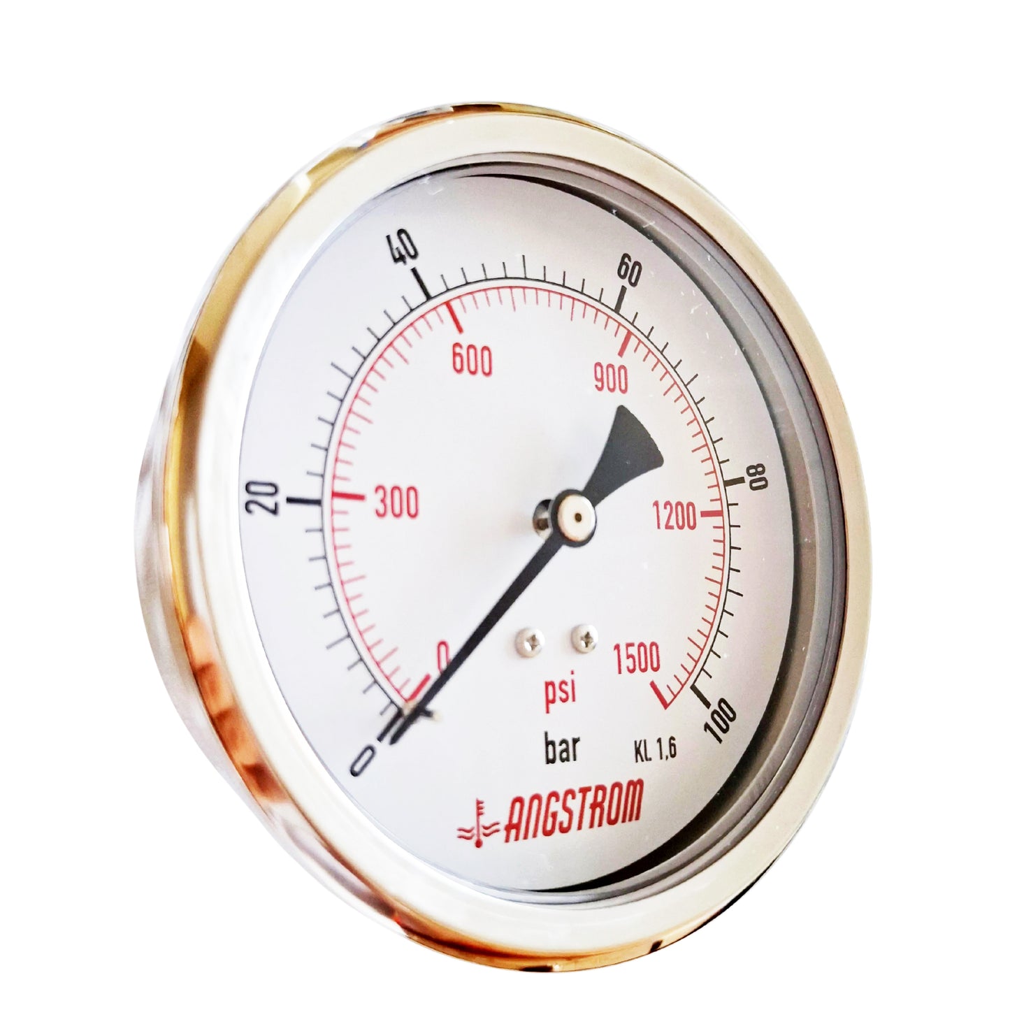 Angstrom pressure gauge, dial 100mm, center back mount, 100bar