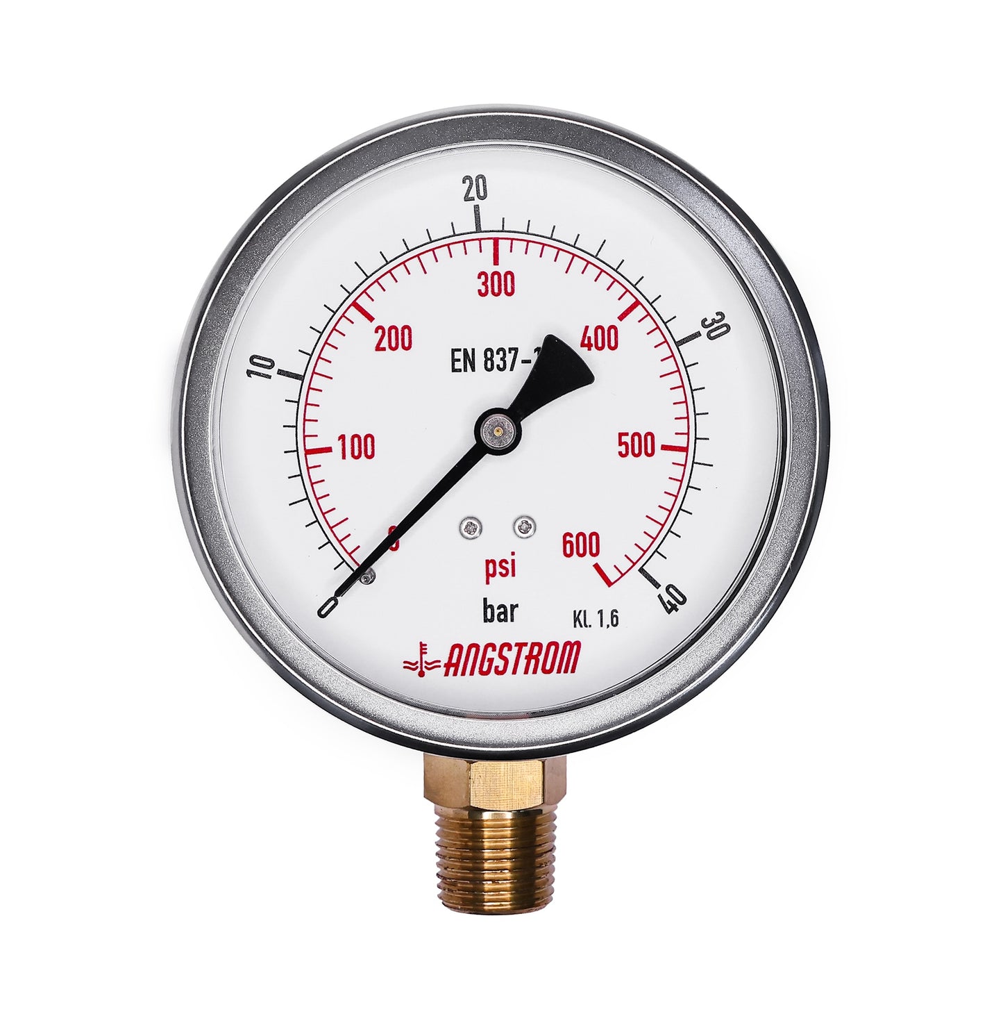 Angstrom pressure gauge, dial 100mm, lower mount, 40bar