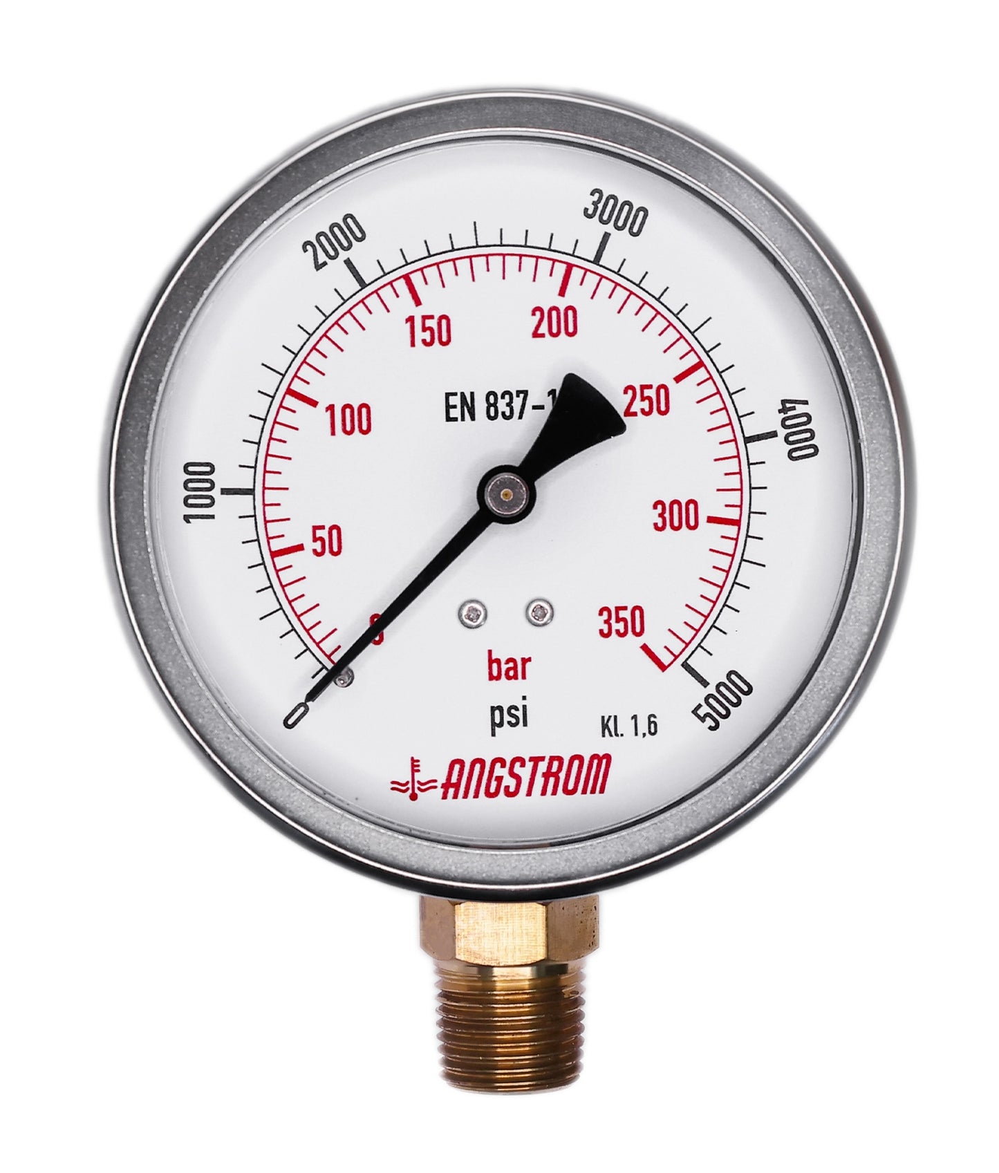 Angstrom pressure gauge, dial 100mm, lower mount, 5000psi