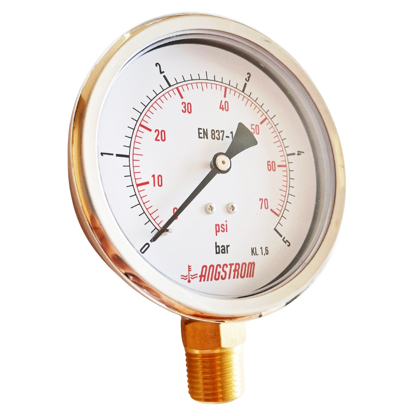 Angstrom pressure gauge, dial 100mm, lower mount, 5bar