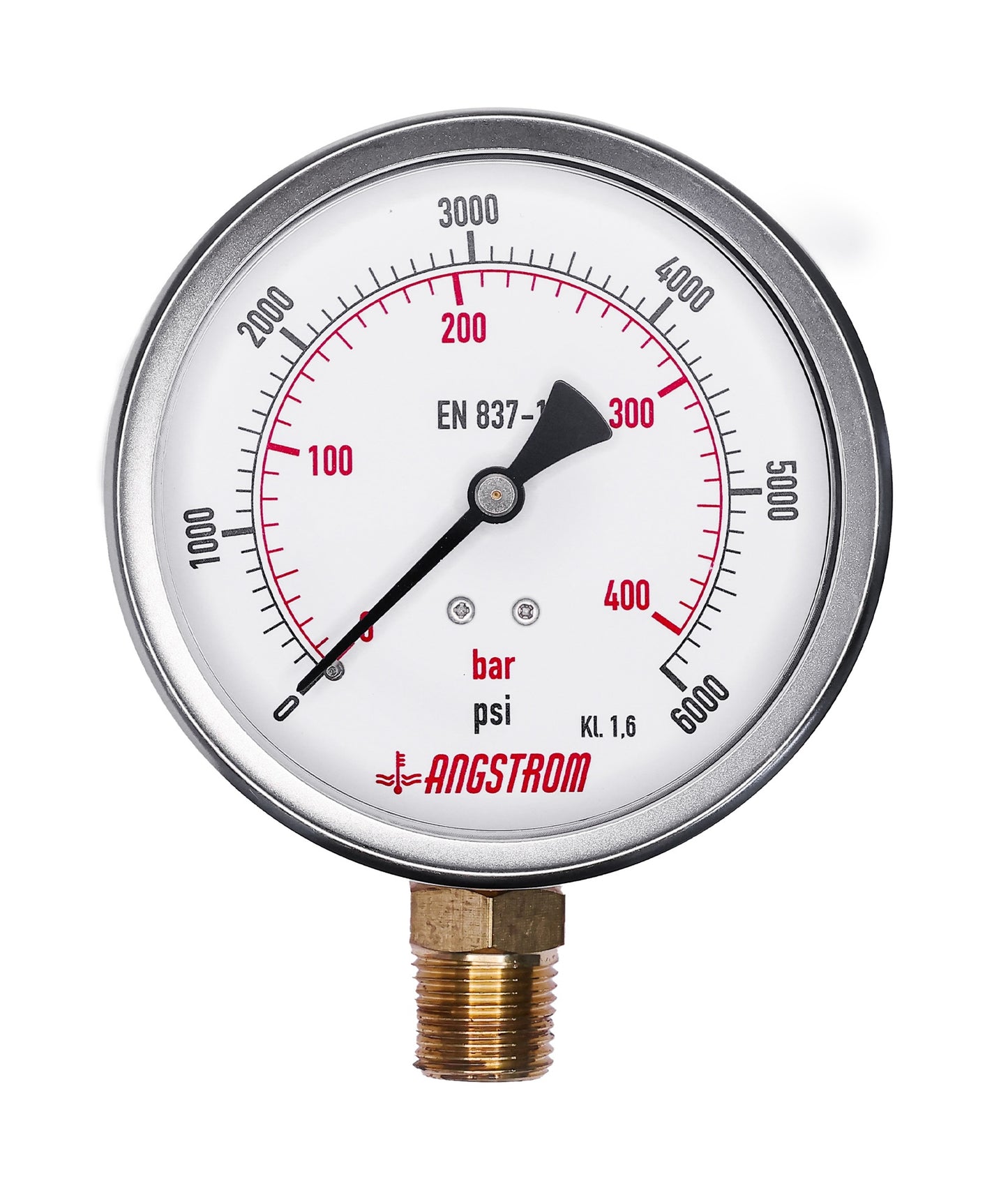 Angstrom pressure gauge, dial 100mm, lower mount, 6000psi