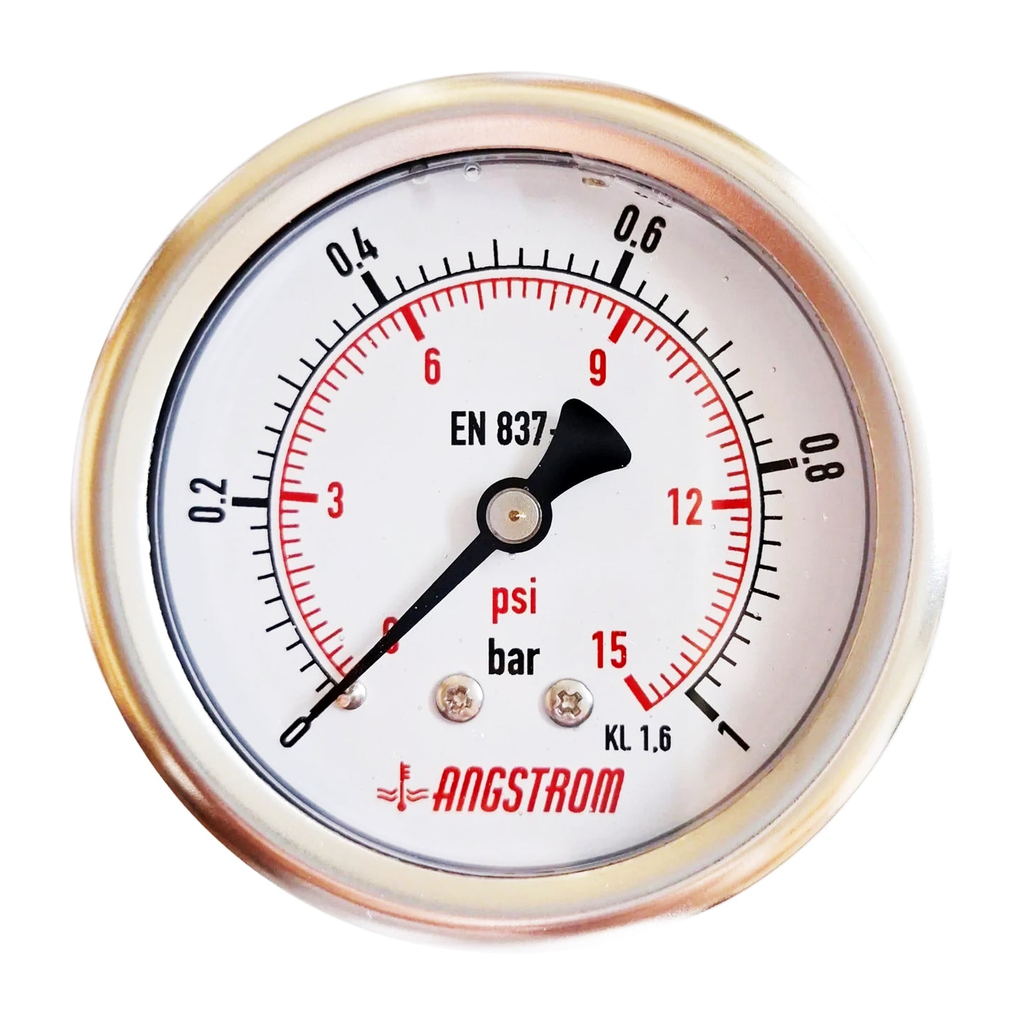 Angstrom pressure gauge, dial 63mm, center back mount, 1bar