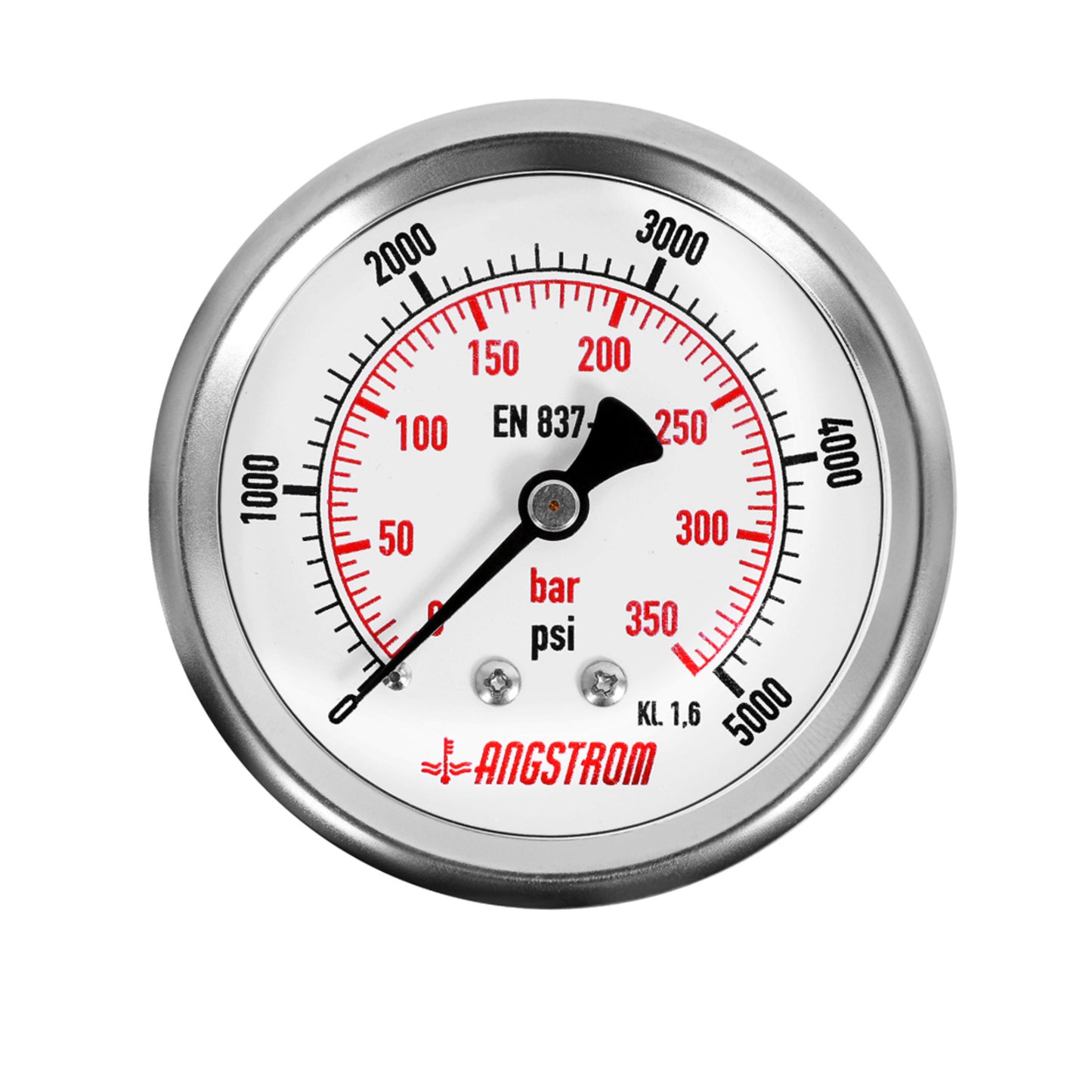 Angstrom pressure gauge, dial 63mm, center back mount, 5000psi