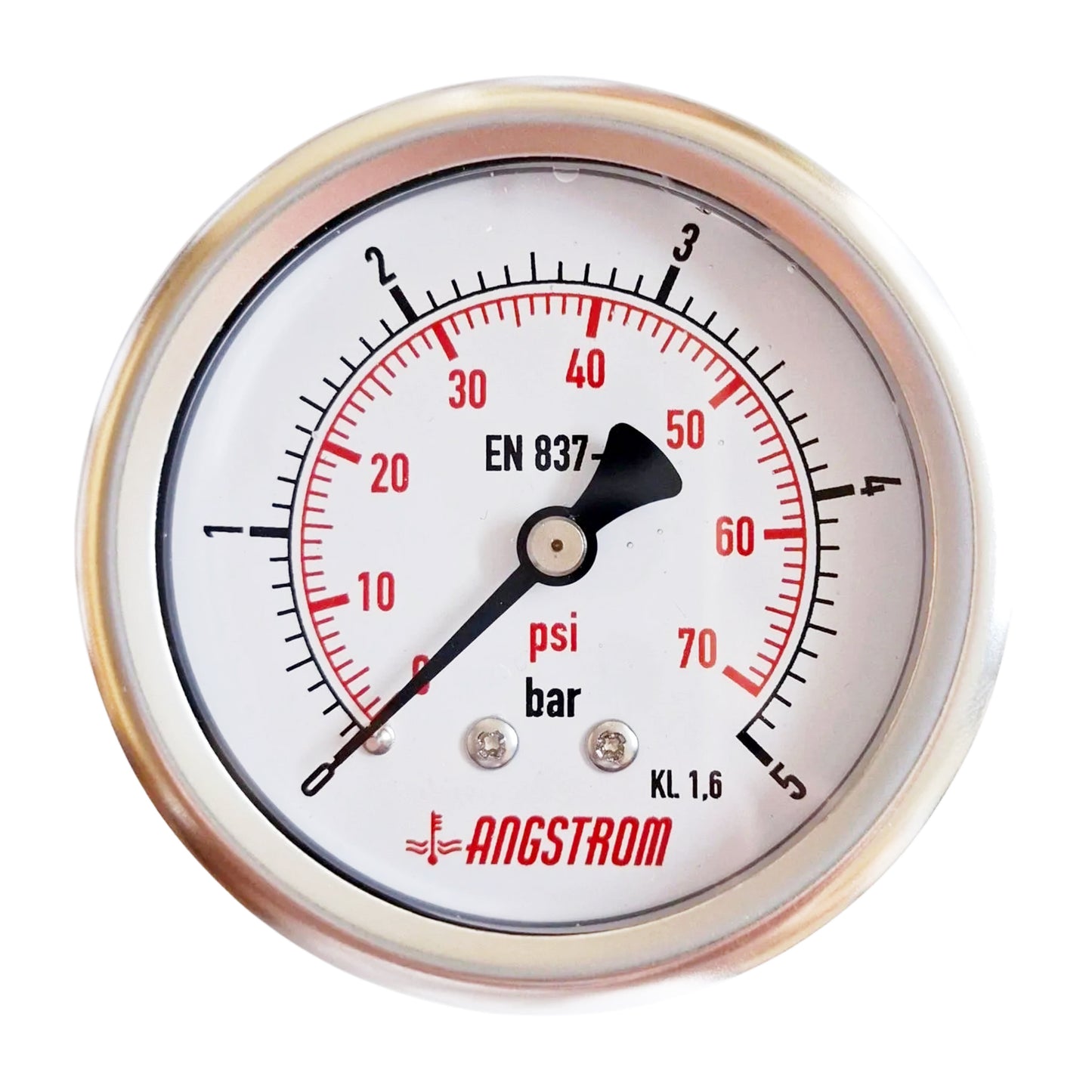 Angstrom pressure gauge, dial 63mm, center back mount, 5bar