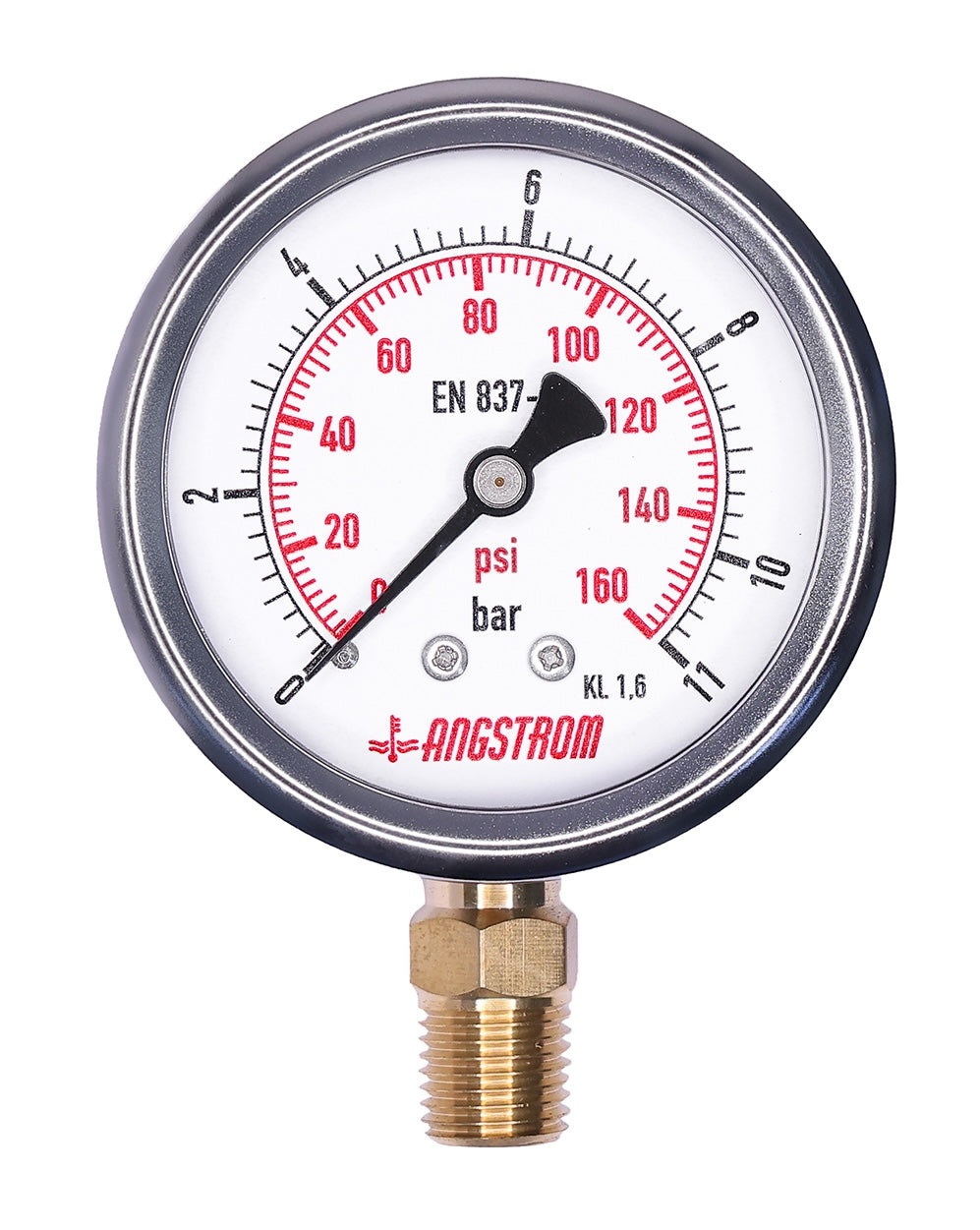 Angstrom pressure gauge, 63mm, lower mount, 11bar