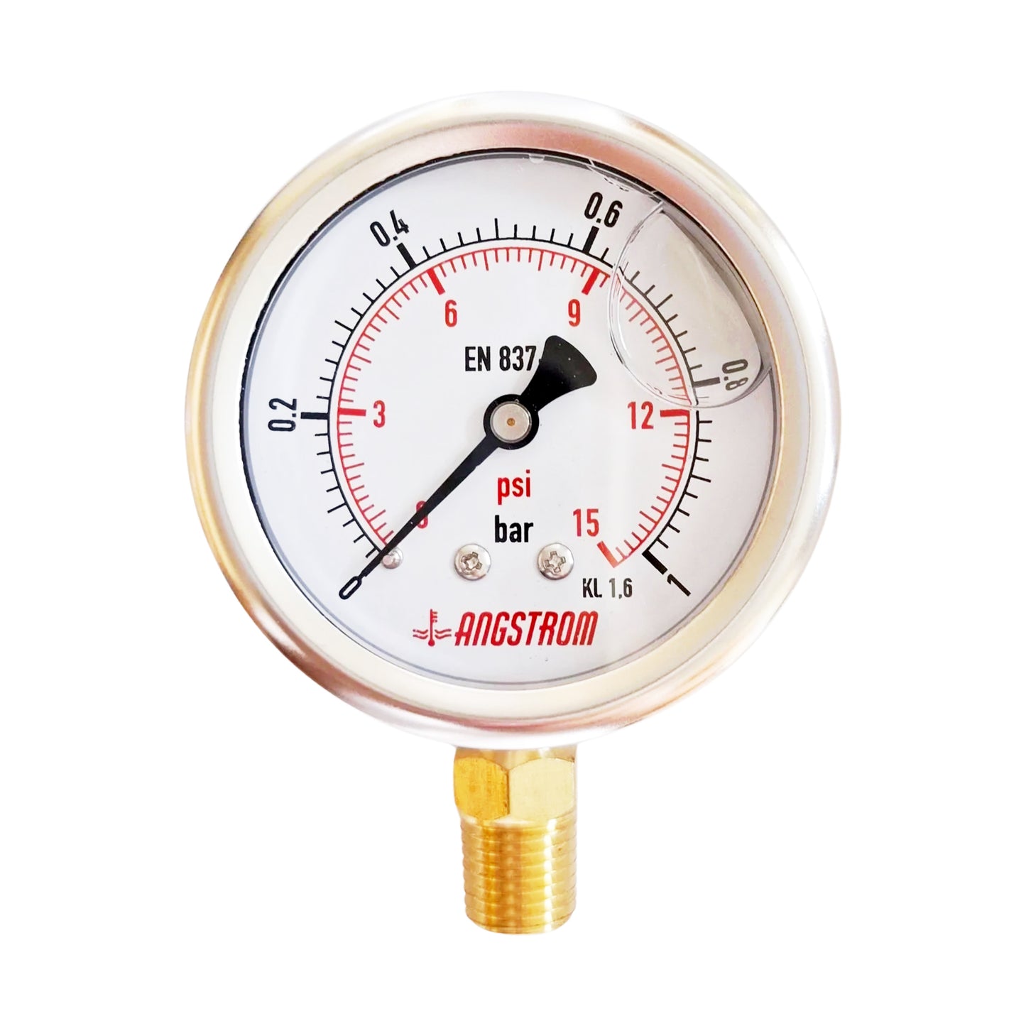 Angstrom pressure gauge, dial 63mm, lower mount, 1bar