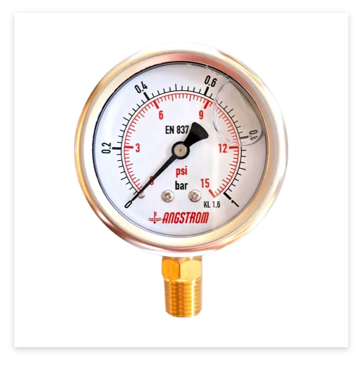 Angstrom pressure gauge, 63mm, lower mount, 1bar