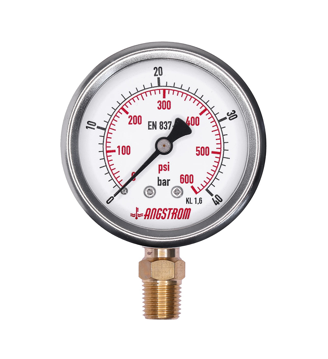 Angstrom pressure gauge, dial 63mm, lower mount, 40bar