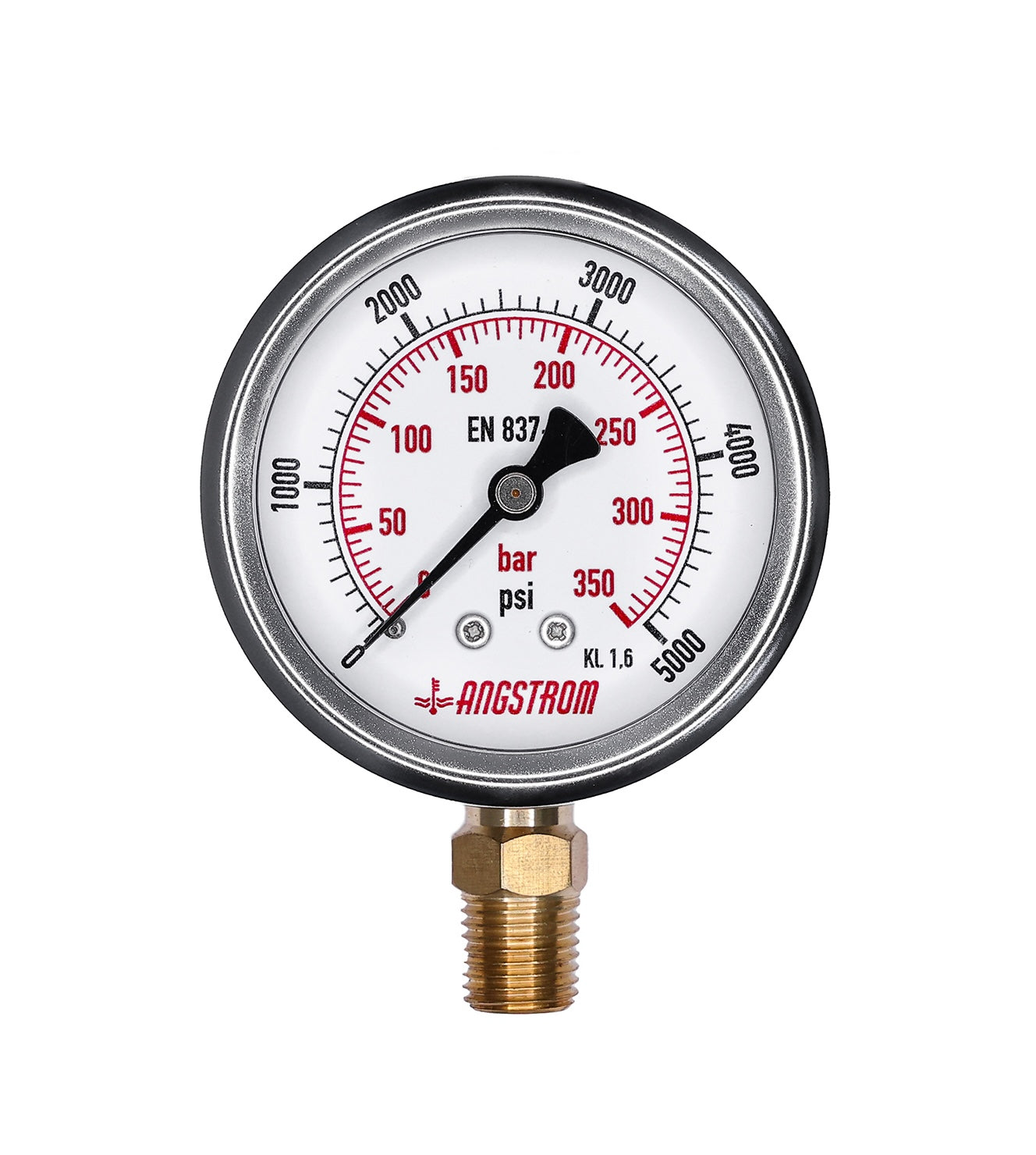 Angstrom pressure gauge, dial 63mm, lower mount, 5000psi