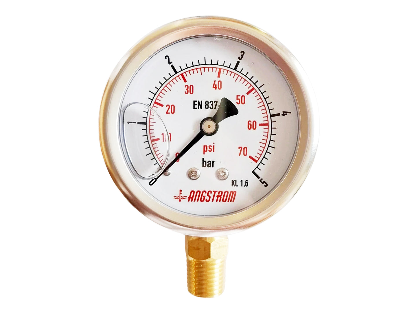 Angstrom pressure gauge, dial 63mm, lower mount, 5bar