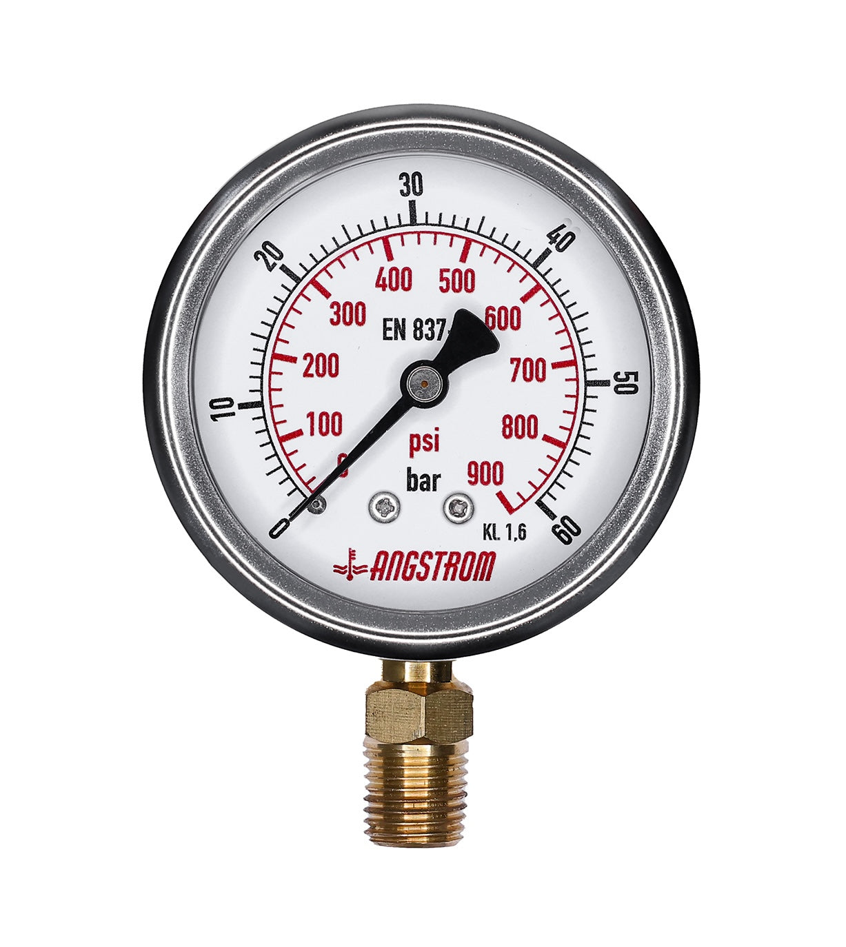 Angstrom pressure gauge, dial 63mm, lower mount, 60bar