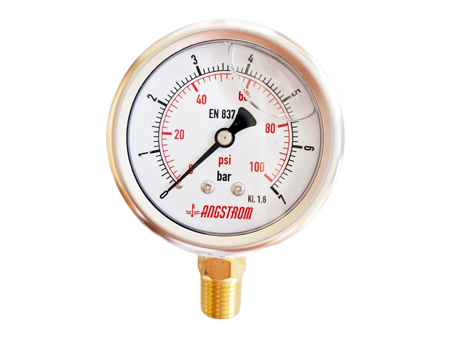 Angstrom pressure gauge, dial 63mm, lower mount, 7bar
