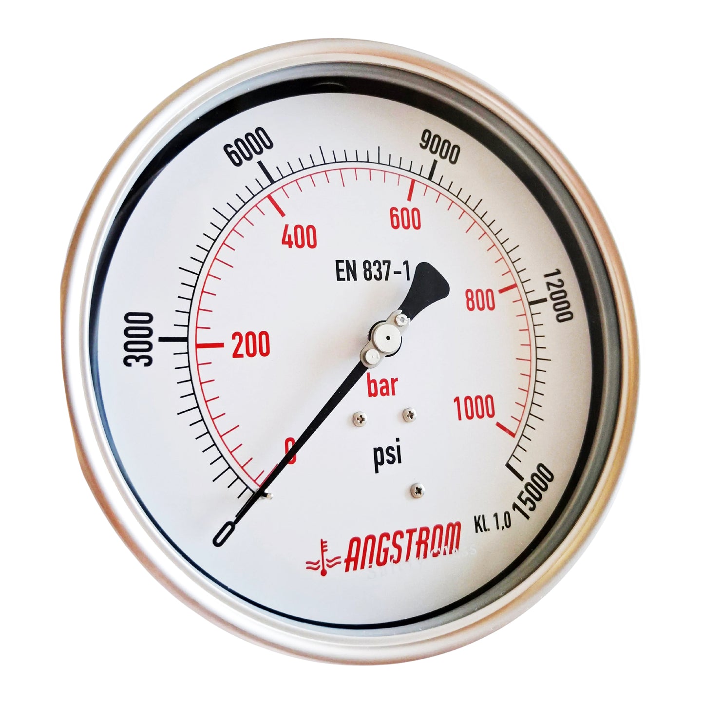 Angstrom pressure gauge full stainless steel, dial 160mm, lower back mount, 1000bar