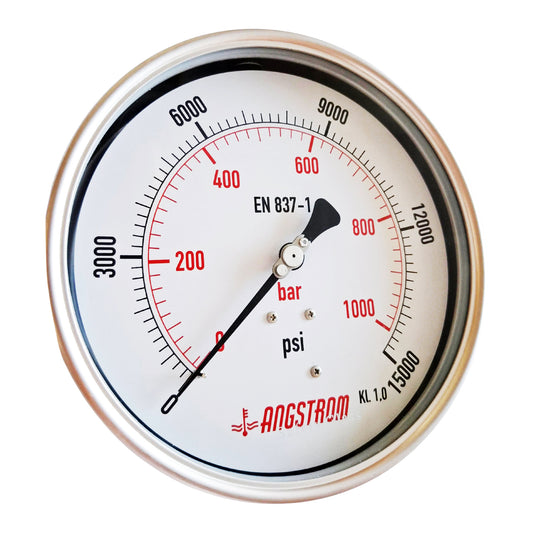 Angstrom pressure gauge full stainless steel, dial 160mm, lower back mount,  1000bar