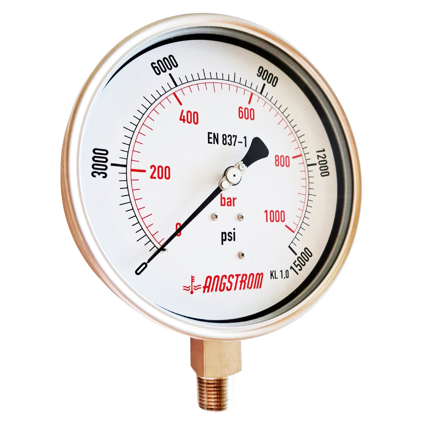 Angstrom pressure gauge full stainless steel, dial 160mm, lower mount, 15000psi