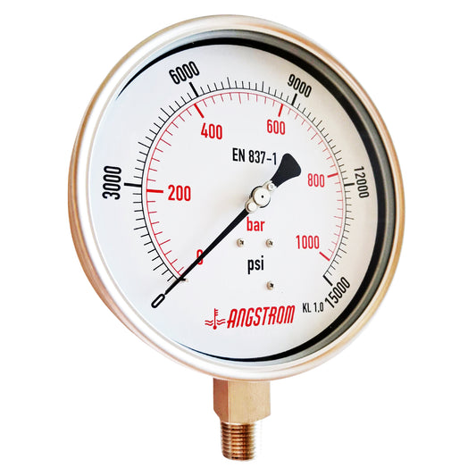 Angstrom pressure gauge full stainless steel, dial 160mm, lower mount,  15000psi