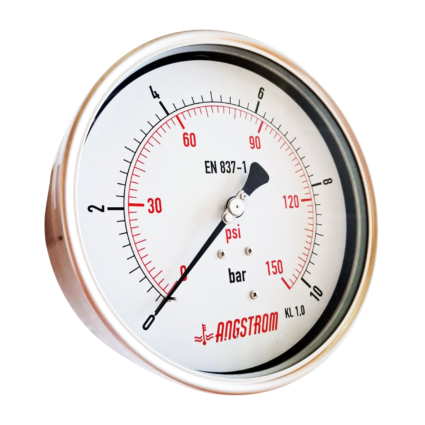 Angstrom pressure gauge, heavy duty, dial 160mm, lower back mount, 10bar