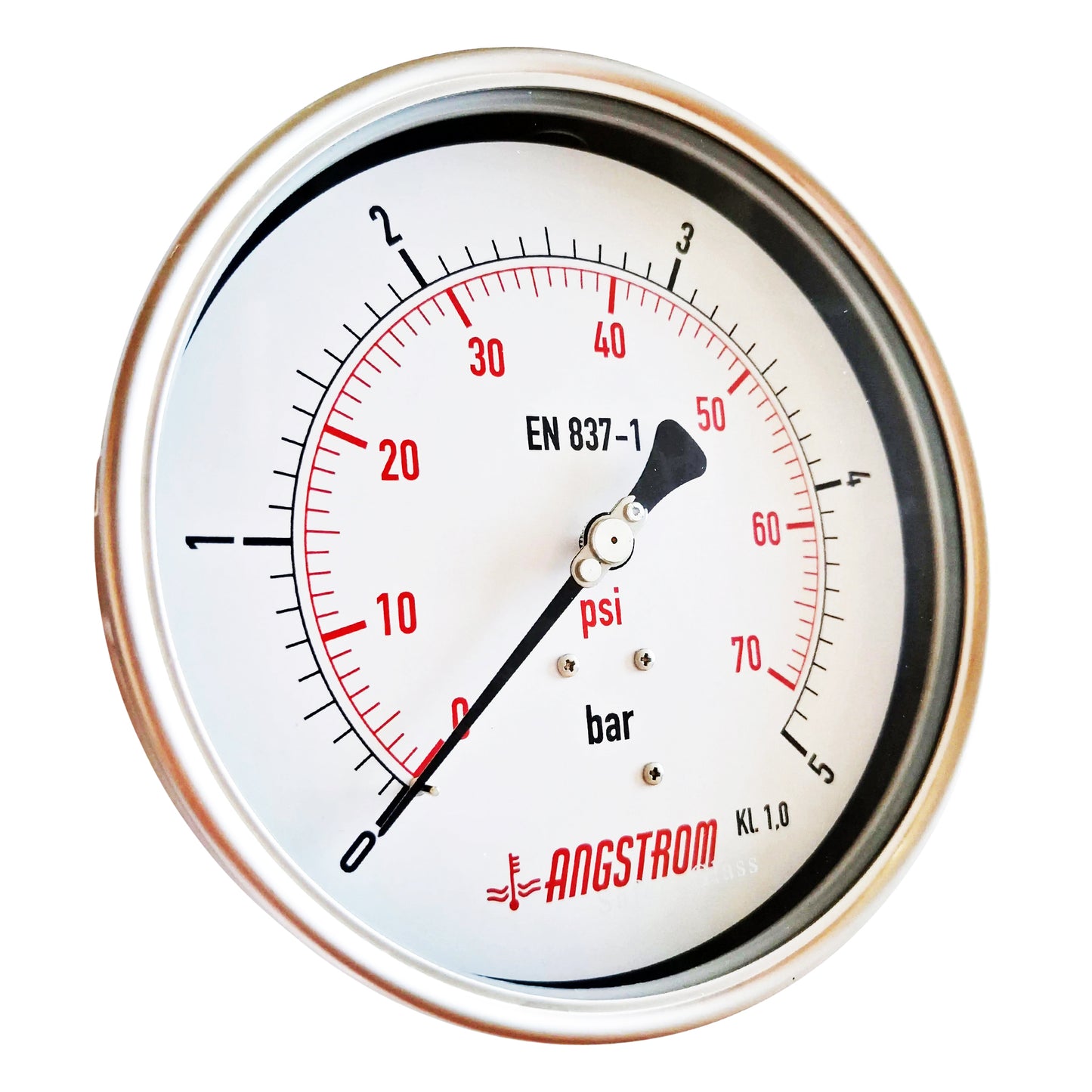 Angstrom pressure gauge, heavy duty, dial 160mm, lower back mount, 5bar