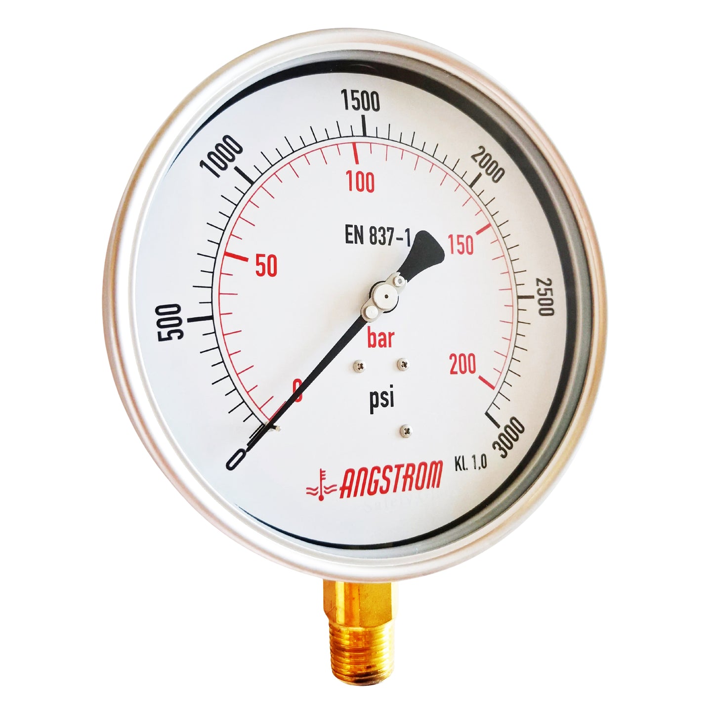 Angstrom pressure gauge, heavy duty, dial 160mm, lower mount, 3000psi