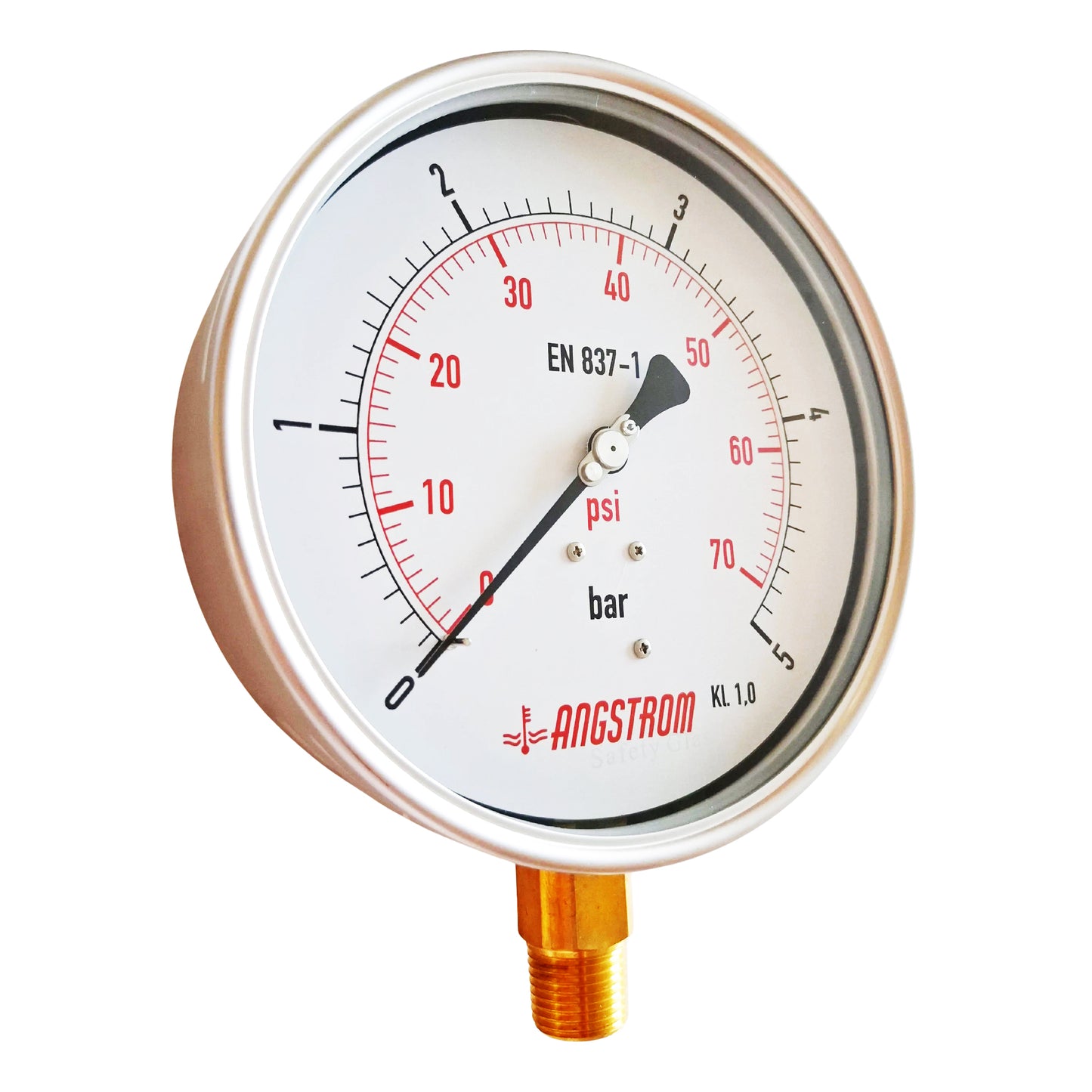 Angstrom pressure gauge, heavy duty, dial 160mm, lower mount, 5bar