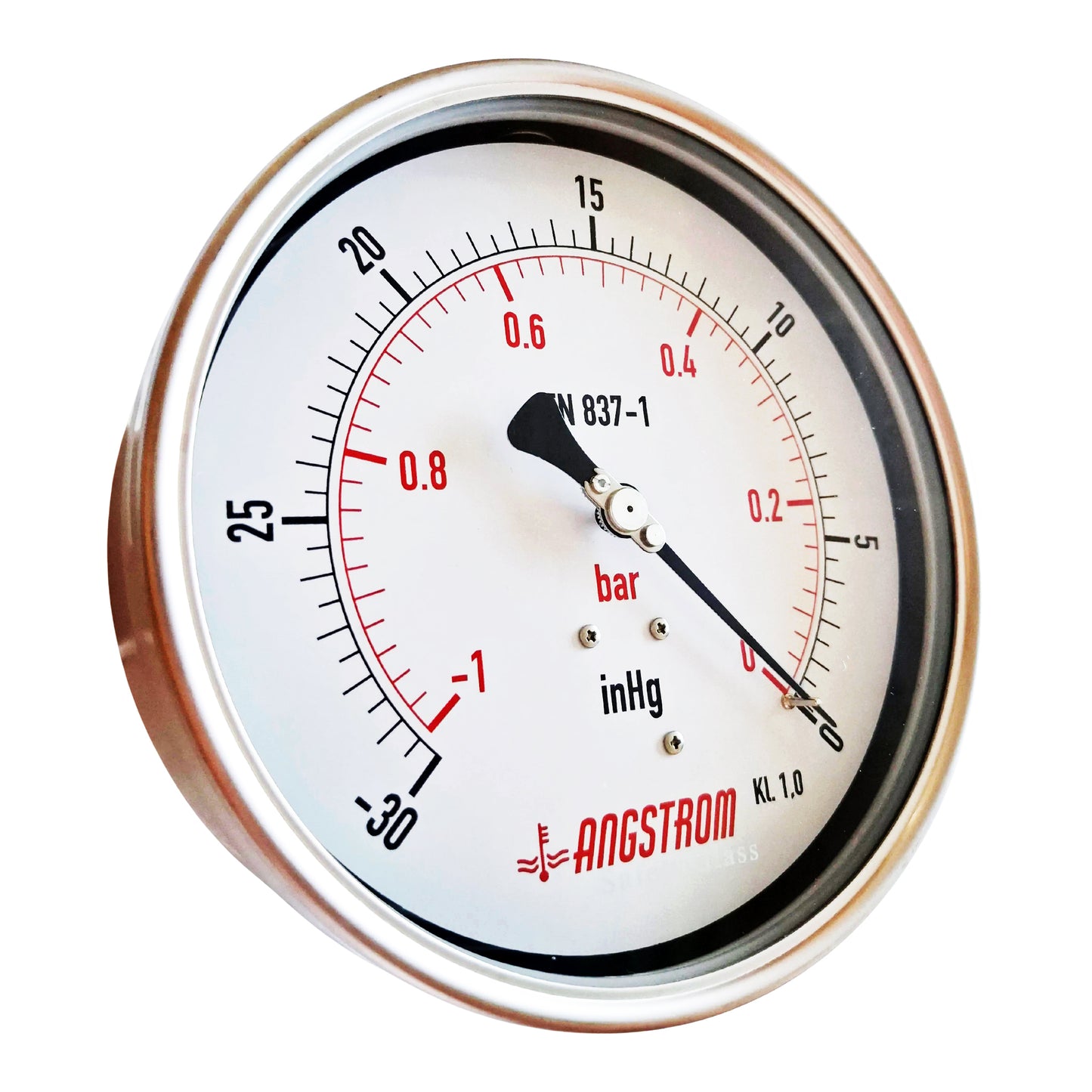 Angstrom vacuum pressure gauge, heavy duty, dial 160mm, lower back mount