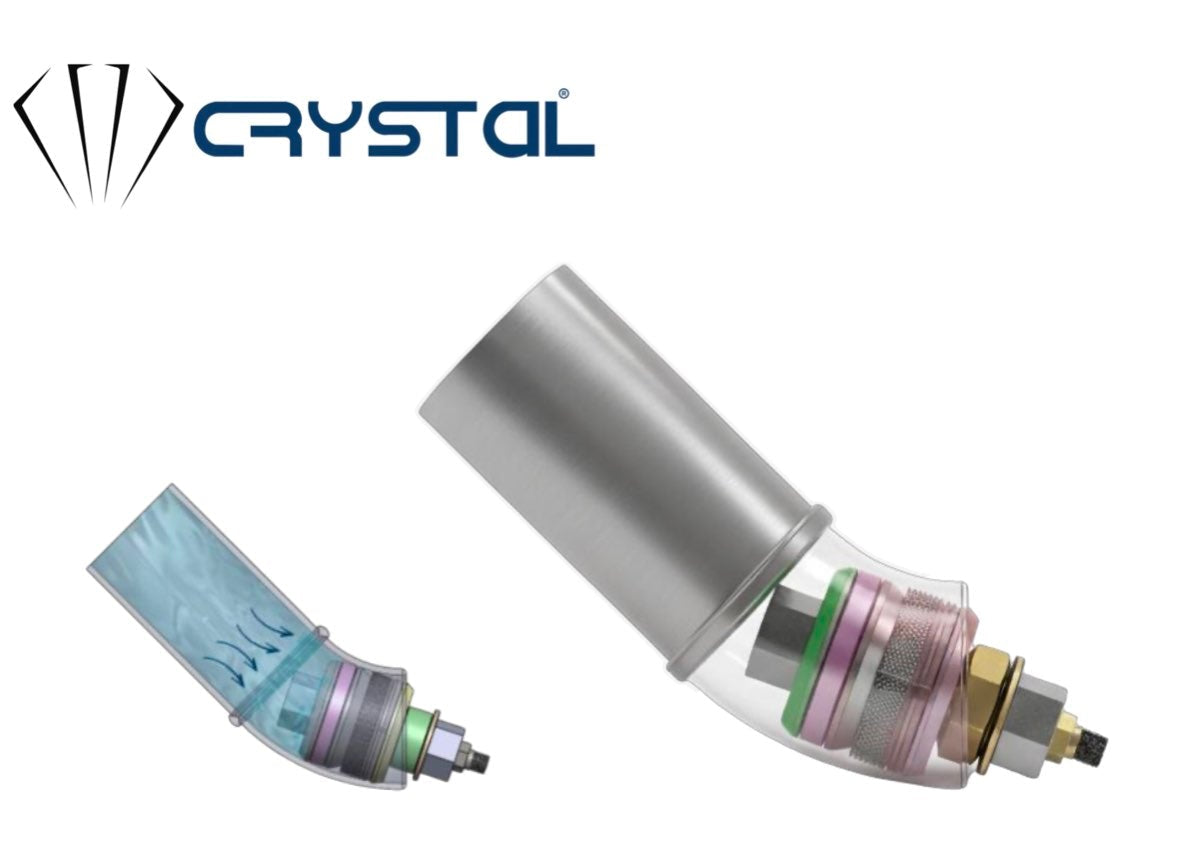 High pressure elbow mechanical test plug with crystal logo on white background