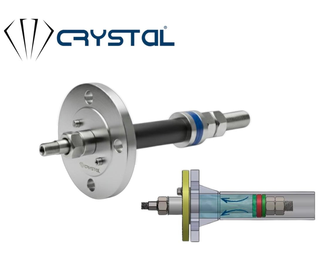 crystal mechanical flanged test plug with crystal logo on white background