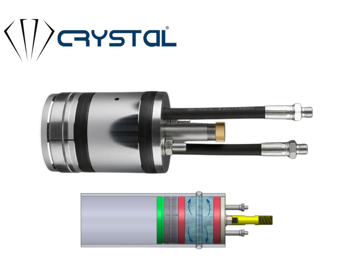 High pressure on-line double block mechanical test plug with crystal logo on white background