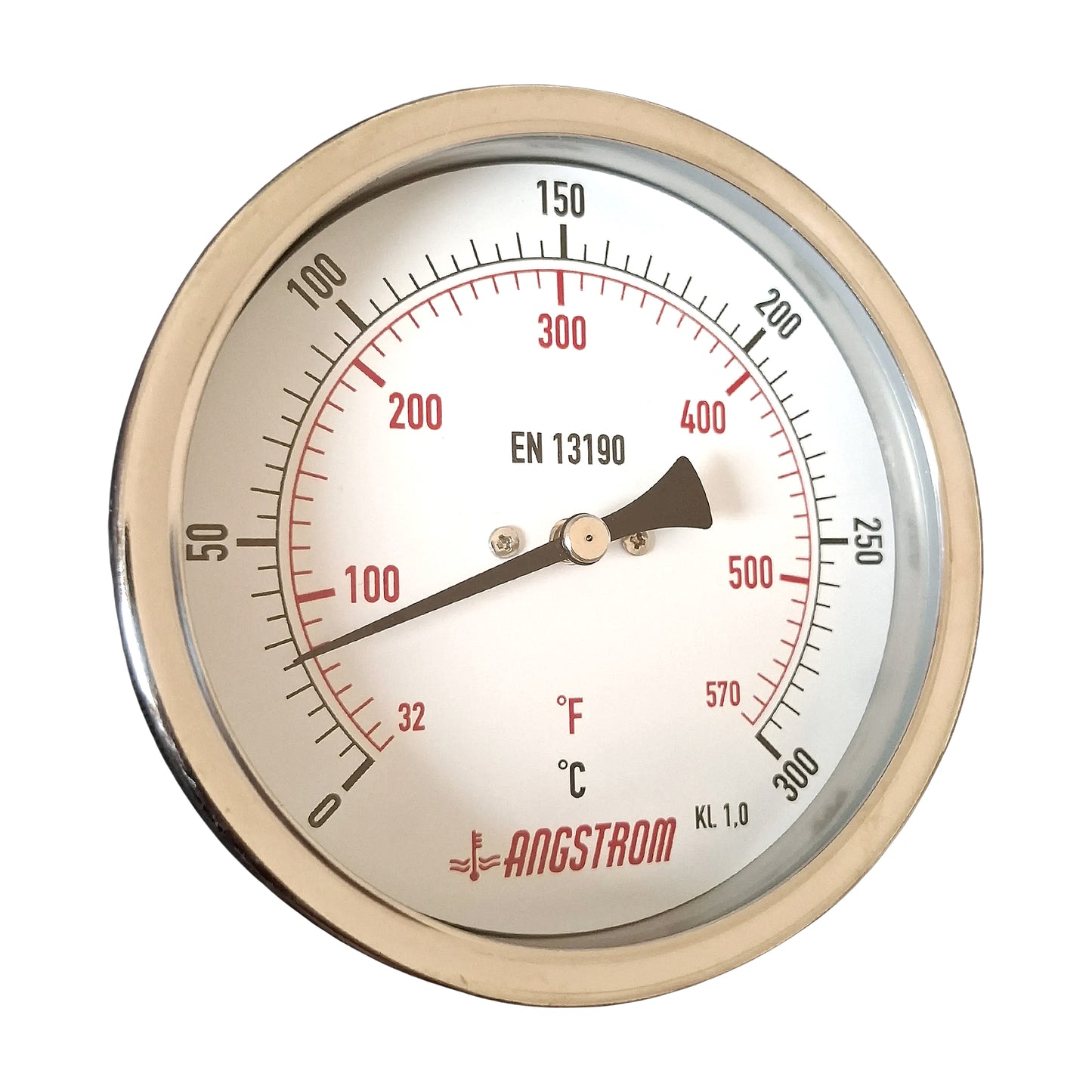 Angstrom bimetal thermometer, dial 100mm, Adjustable angle, 300C