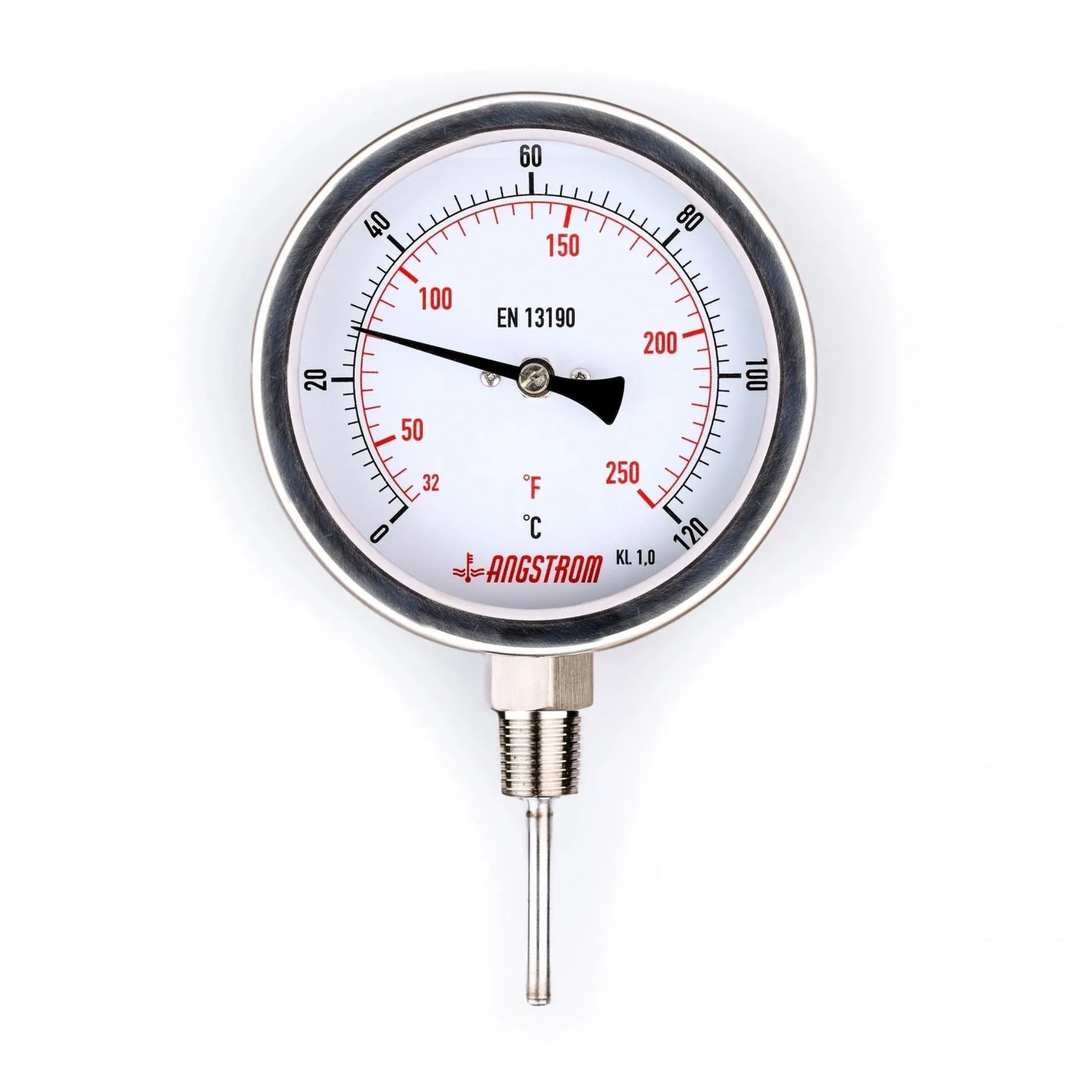 Angstrom bimetal thermometer, dial 100mm, lower mount, 120C