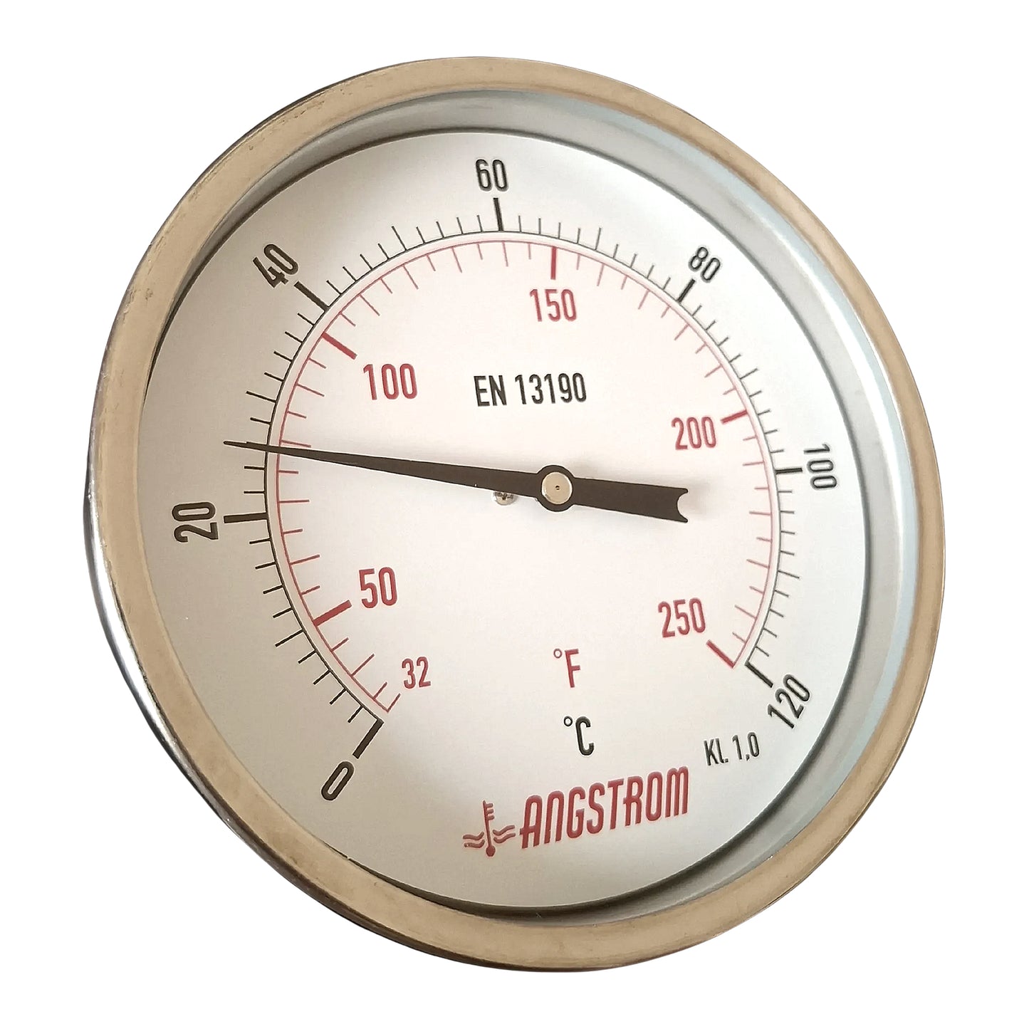 Angstrom bimetal thermometer, dial 160mm, Adjustable angle, 120C
