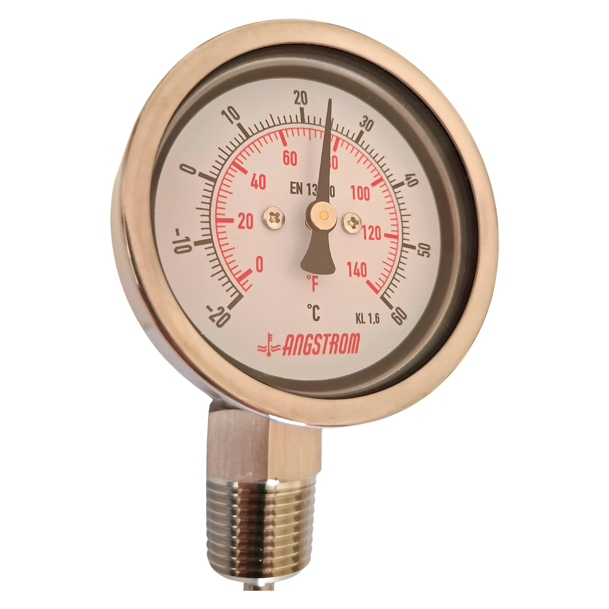 Angstrom bimetal thermometer, dial 63mm, Lower mount, -20/+60C