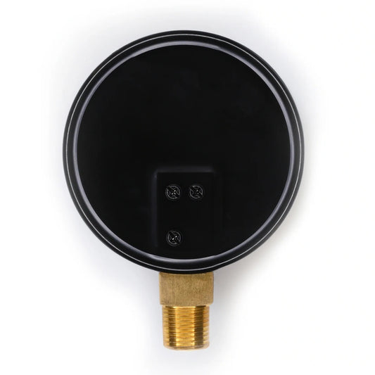 Angstrom black steel pressure gauge, dial 100mm, lower mount, back view
