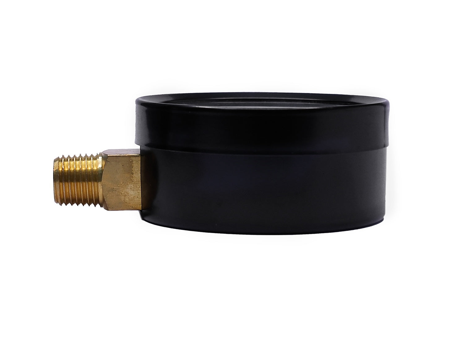 Angstrom black steel pressure gauge, dial 63mm, lower mount, side view