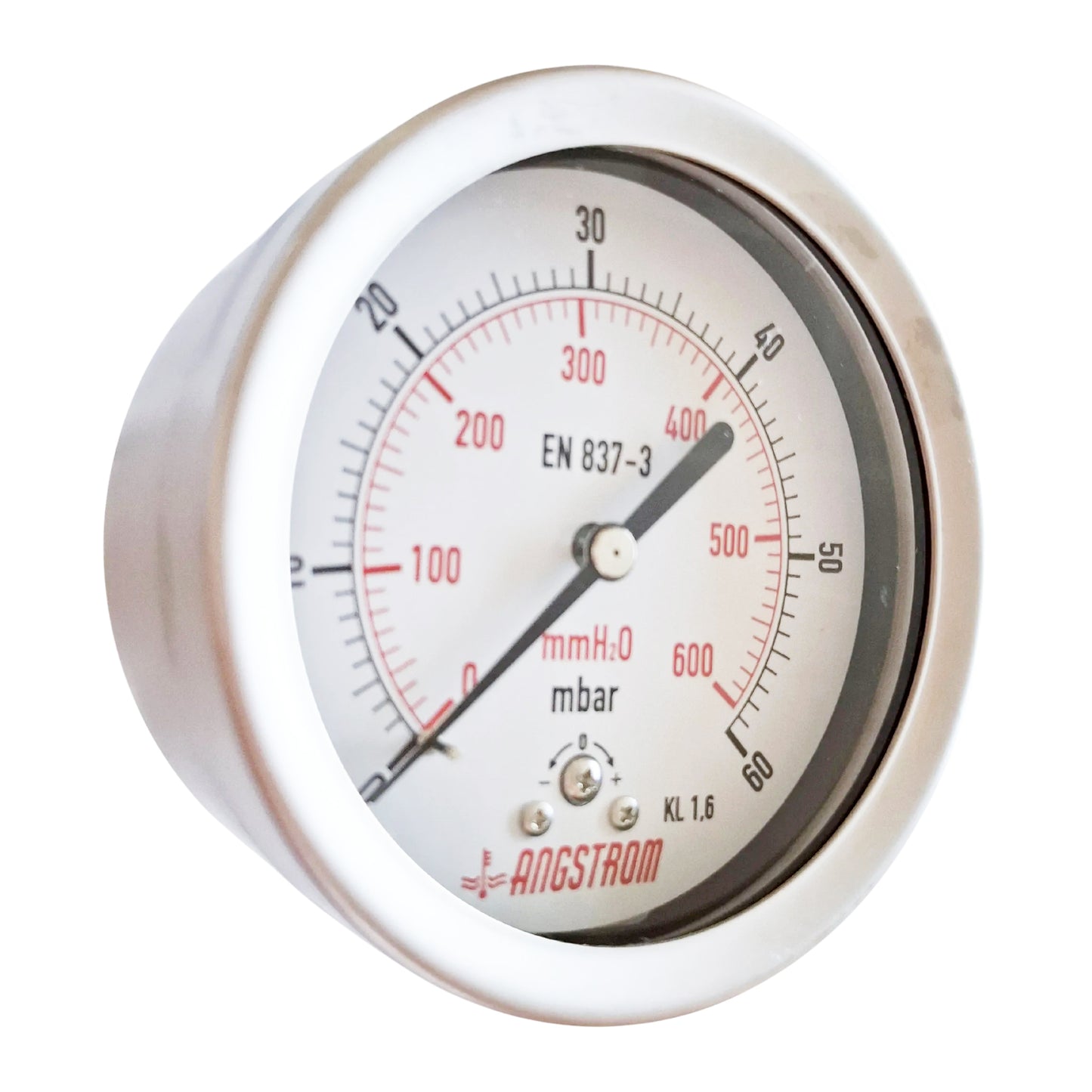 Angstrom capsule pressure gauge, dial 100mm, center back mount, 60mbar
