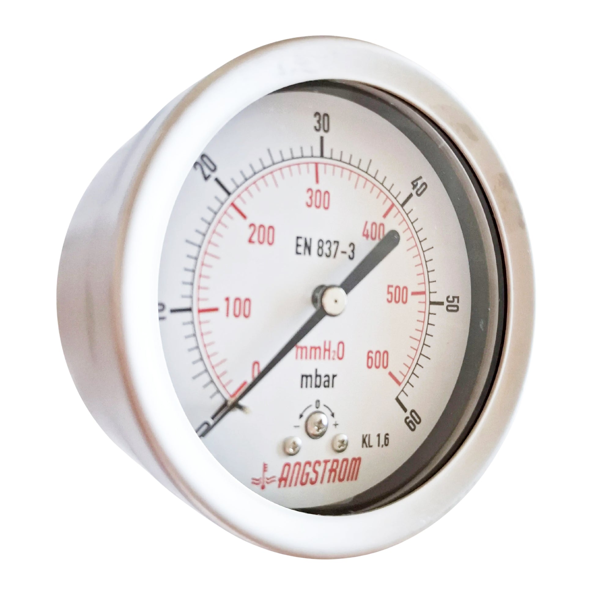 Angstrom capsule pressure gauge, dial 100mm, center back mount, 60mbar