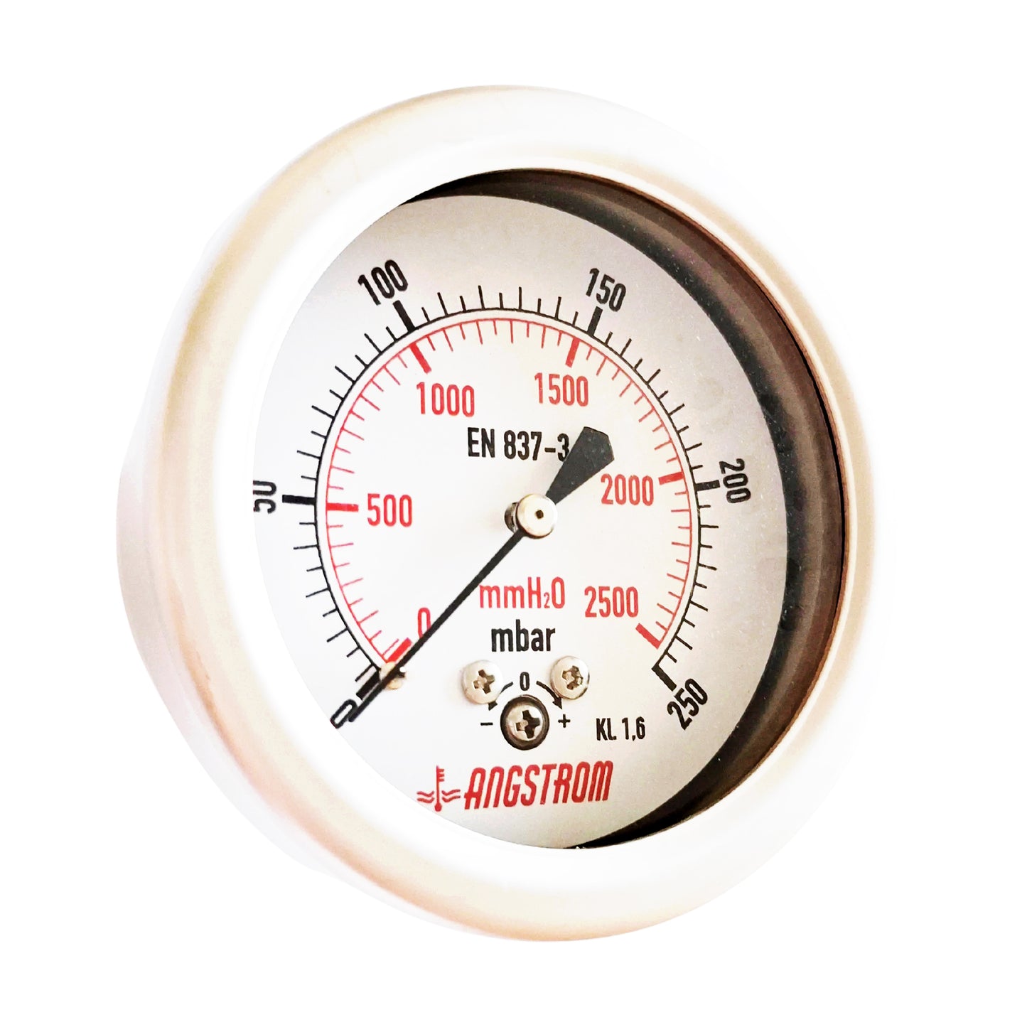 Angstrom capsule pressure gauge, dial 63mm, center back mount, 250mbar