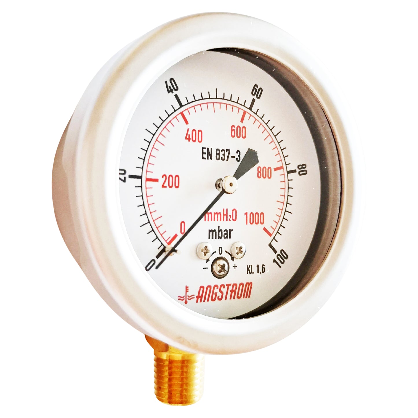 Angstrom capsule pressure gauge, dial 63mm, lower mount, 100mbar