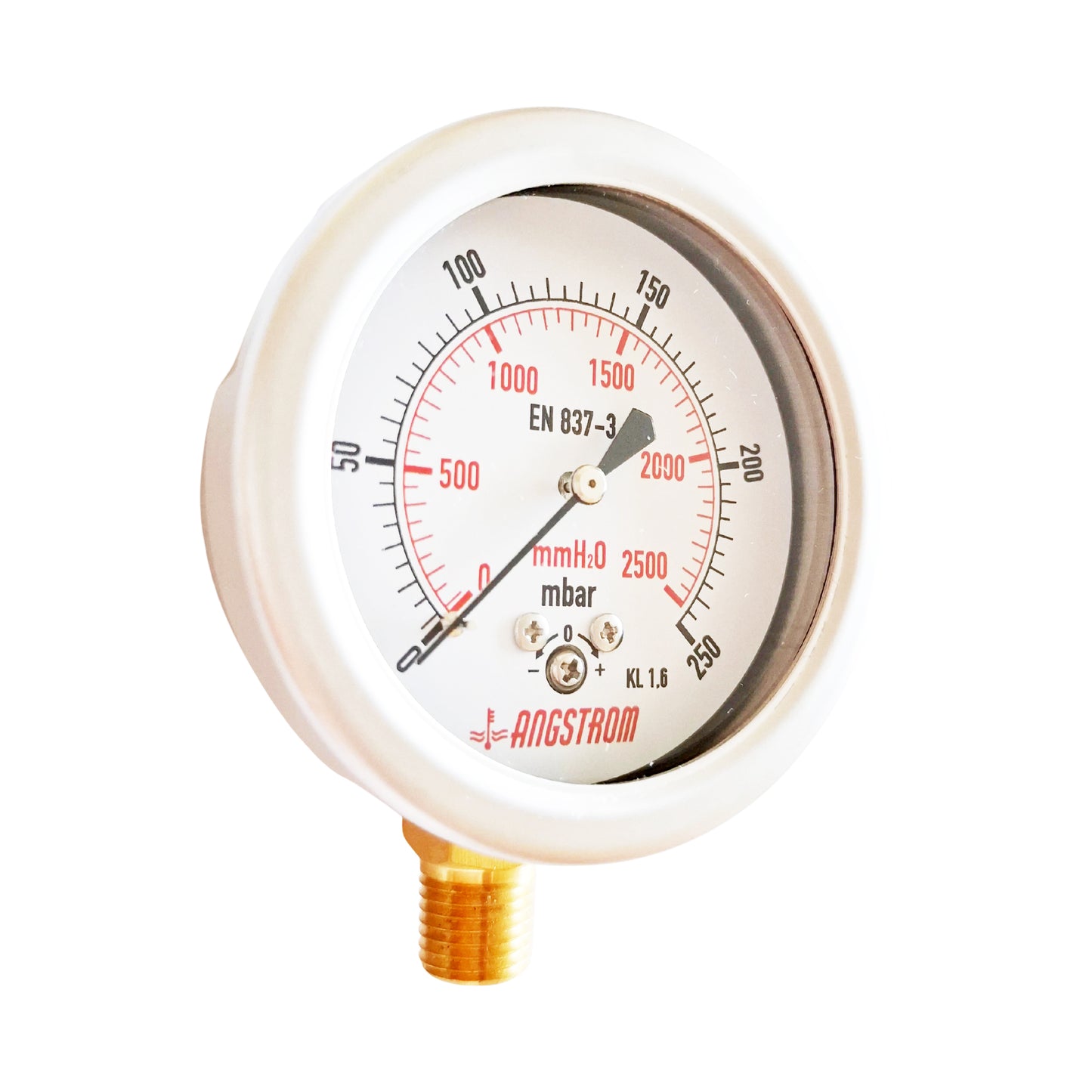 Angstrom capsule pressure gauge, dial 63mm, lower mount, 250mbar