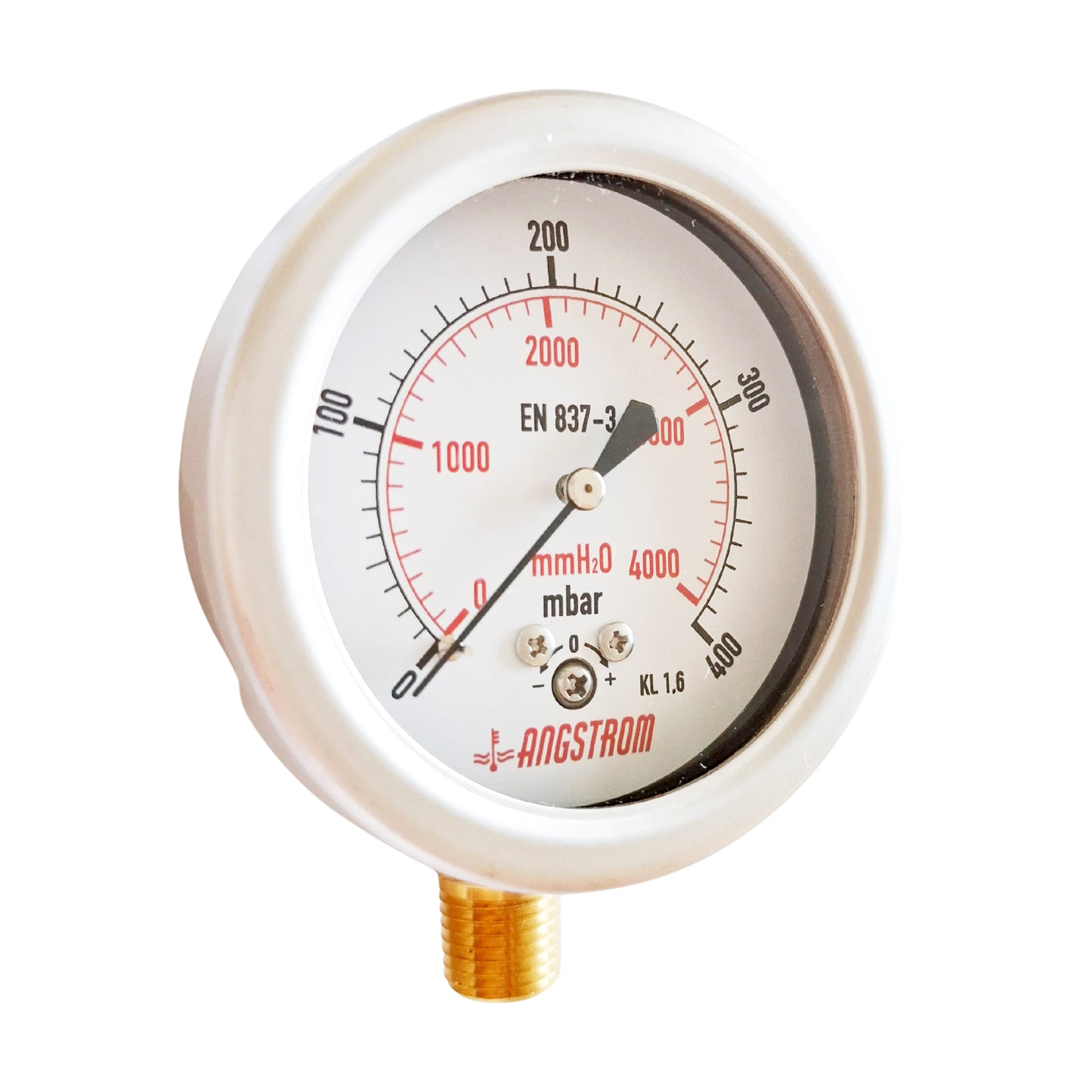 Angstrom capsule pressure gauge, dial 63mm, lower mount, 400mbar