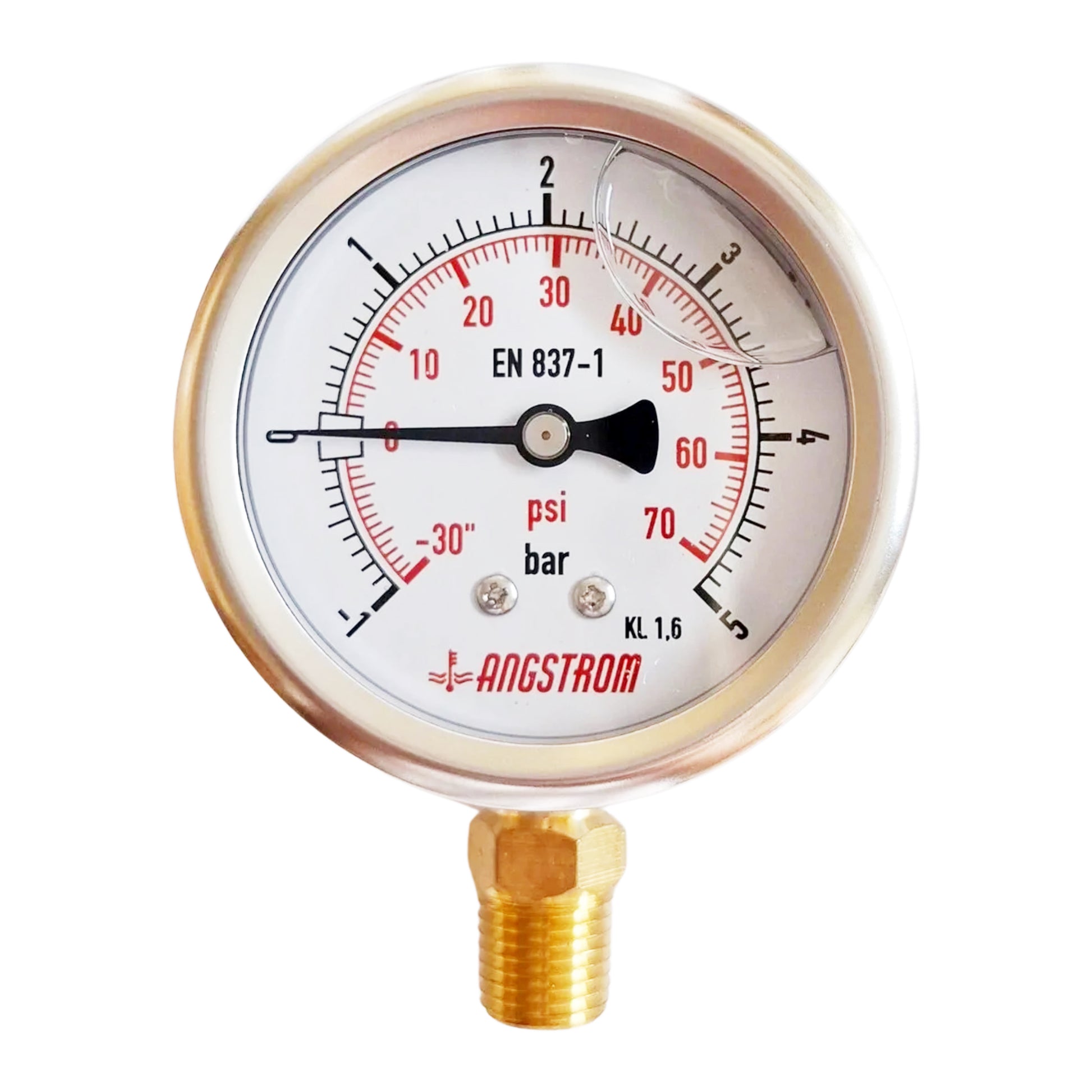 Angstrom compound pressure gauge, dial 63mm, lower mount, -1/+5bar