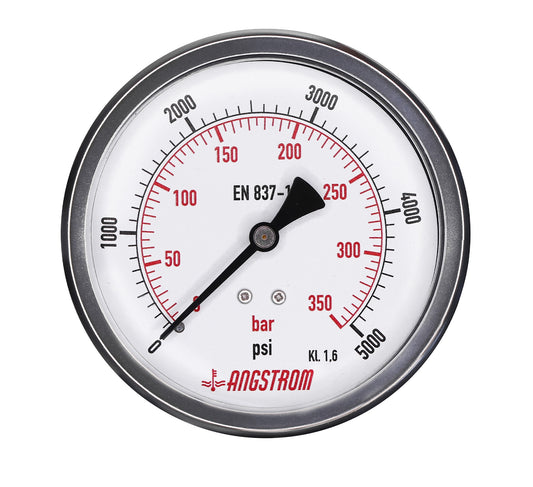Angstrom pressure gauge, dial 100mm, center back mount, 5000psi
